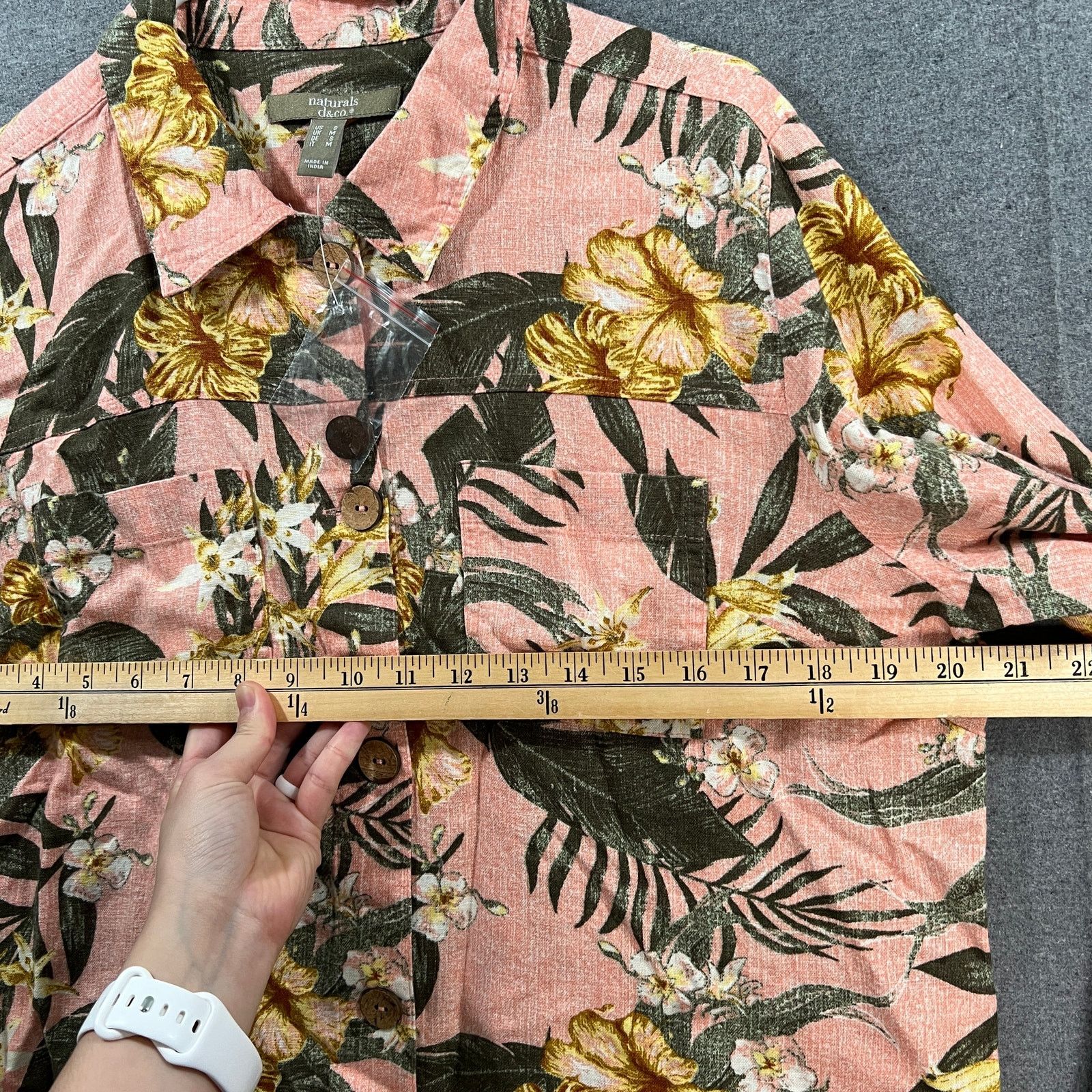 Denim & Co. Denim & Co. Naturals Printed Linen Blend Jean Jacket Coral Size S / US 4 / IT 40 - 9 Thumbnail