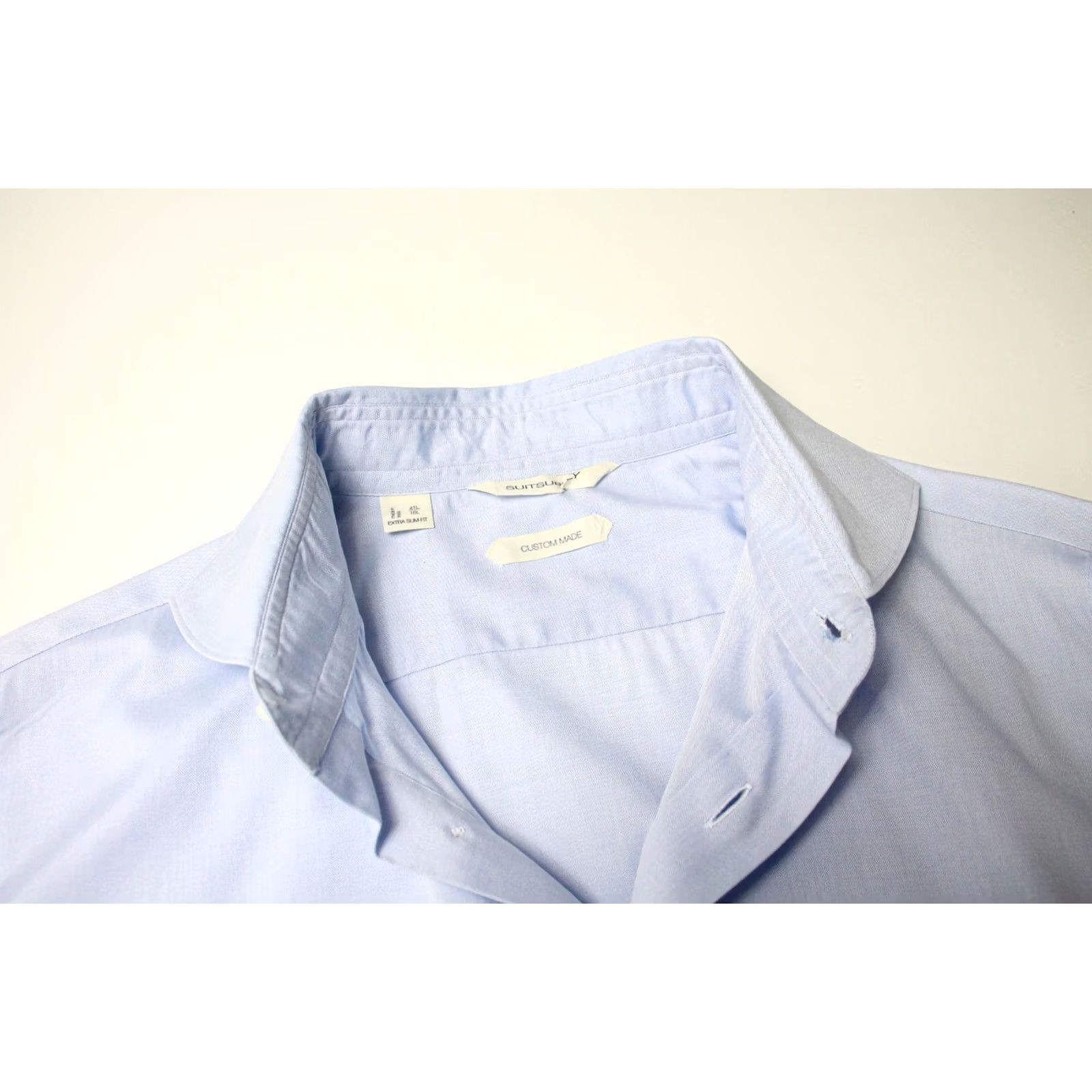 Suitsupply SUITSUPPLY Custom Made Extra Slim Fit Formal Shirt Men's 41L / 16L Cutaway Blue Size 42R - 4 Thumbnail