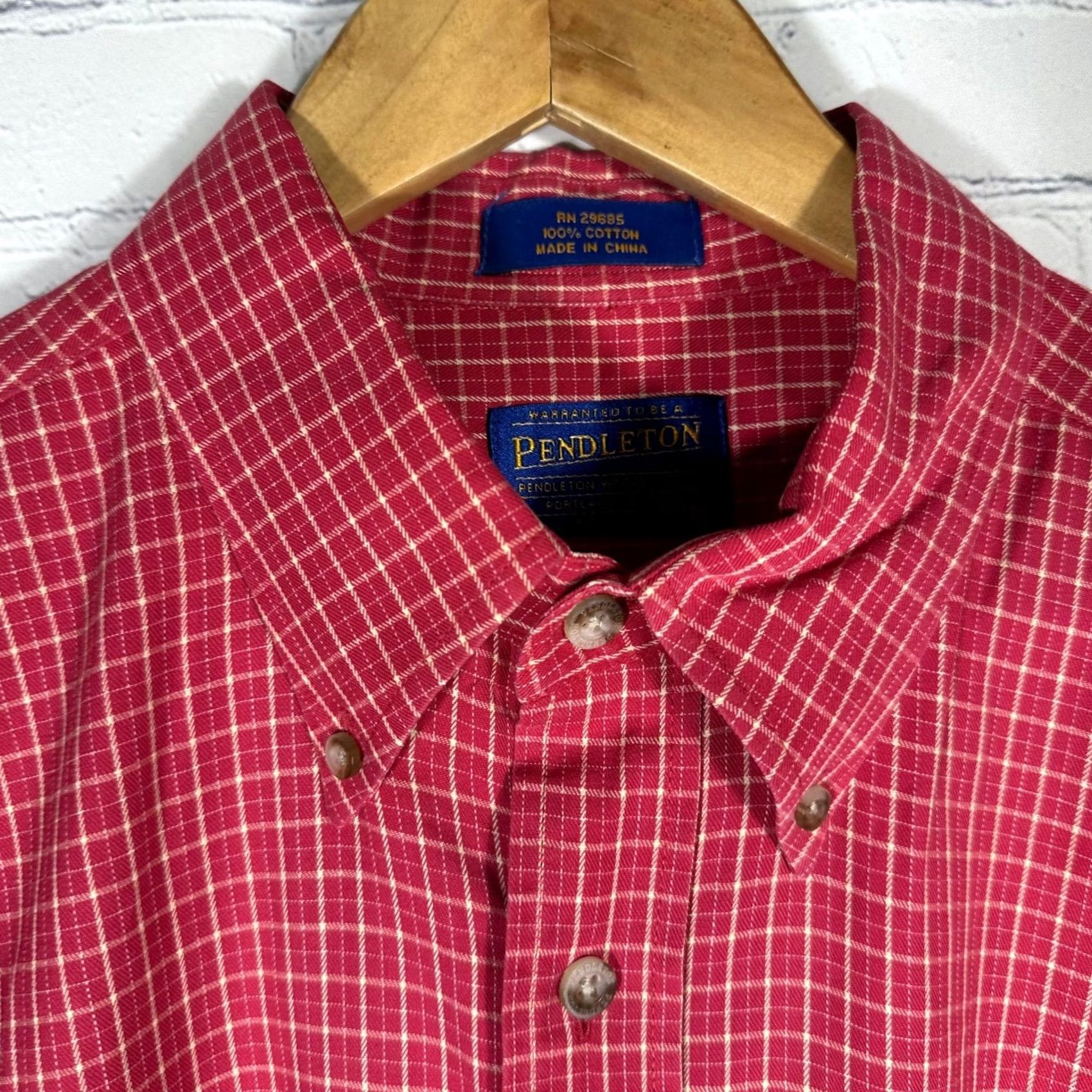 Pendleton Pendleton Red Grid Check Button Down Shirt XL Mens Regular Cotton Long Sleeve Size US XL / EU 56 / 4 - 2 Thumbnail