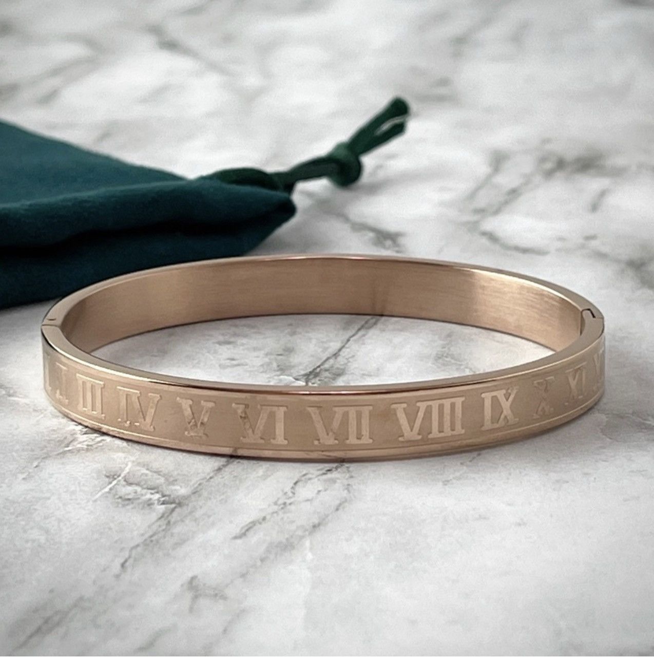 Jewelry Men's Roman Numeral Rose Gold Tone Bracelet Size ONE SIZE - 2 Thumbnail