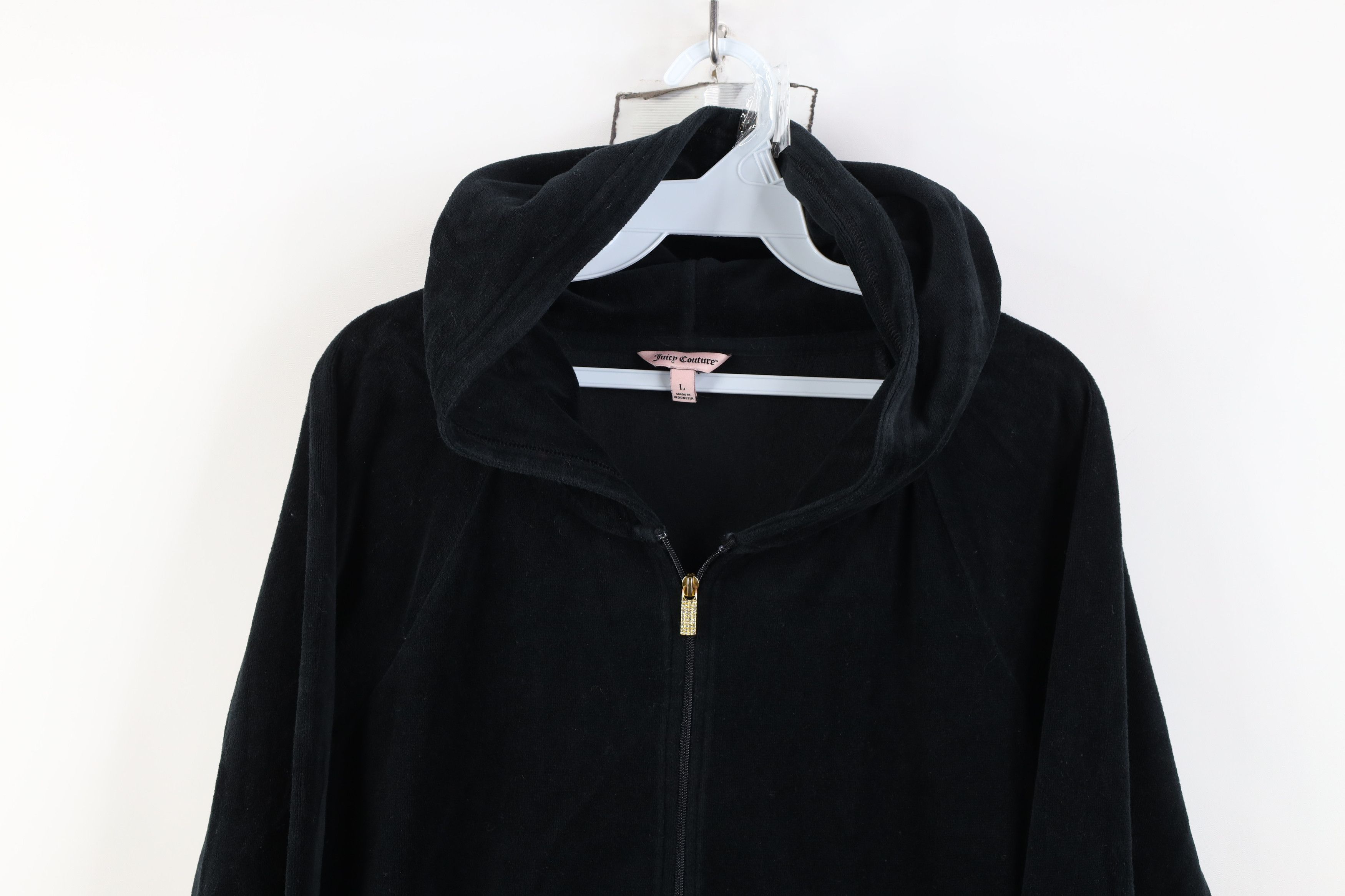 Juicy Couture Vintage 90s Y2K Juicy Couture Velour Zip Hoodie Black Size L / US 10 / IT 46 - 2 Thumbnail