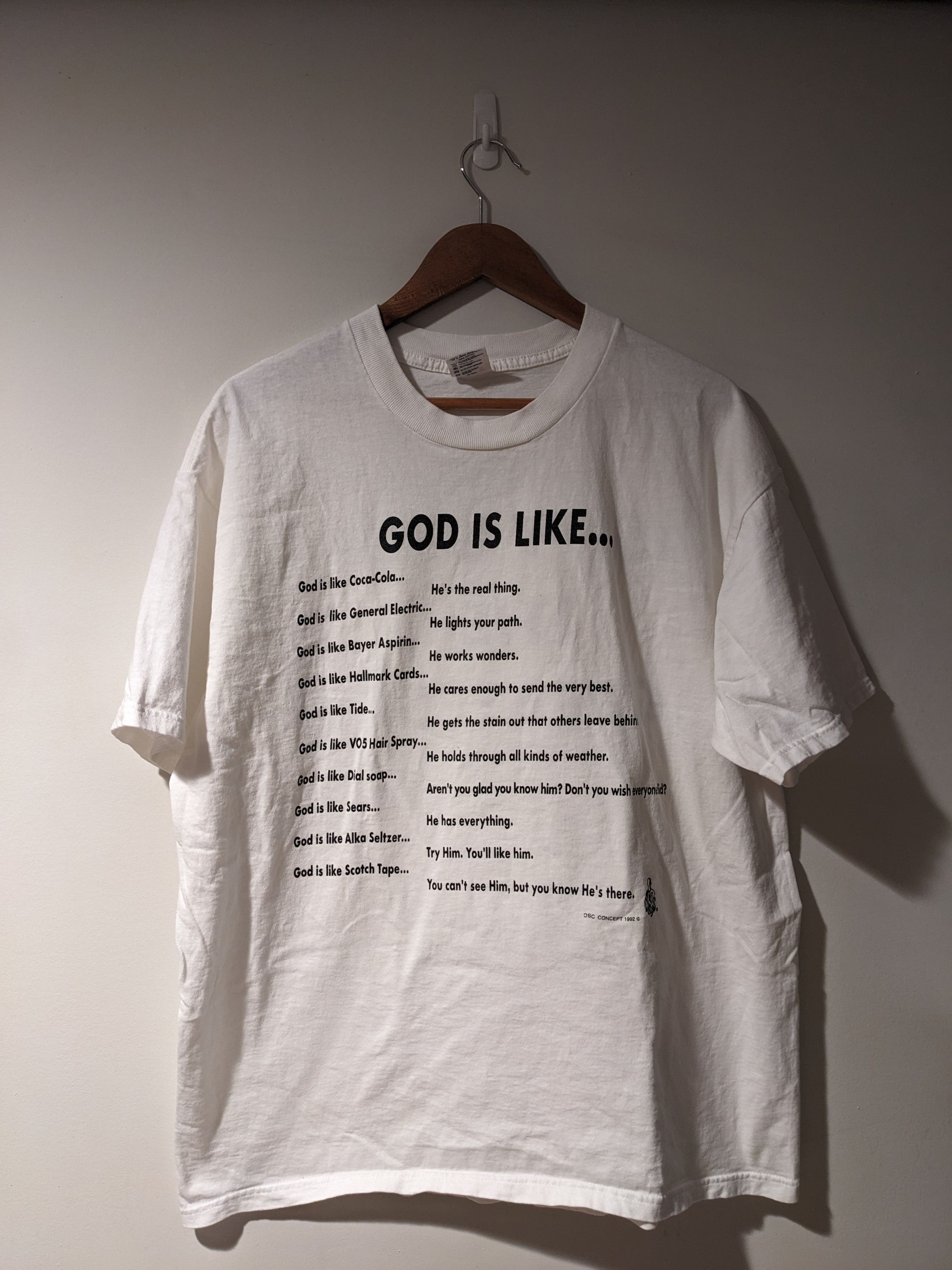 Vintage Vintage 1992 God is Like Humor Comedy Funny Religion T-Shirt Size US XL / EU 56 / 4 - 1 Thumbnail