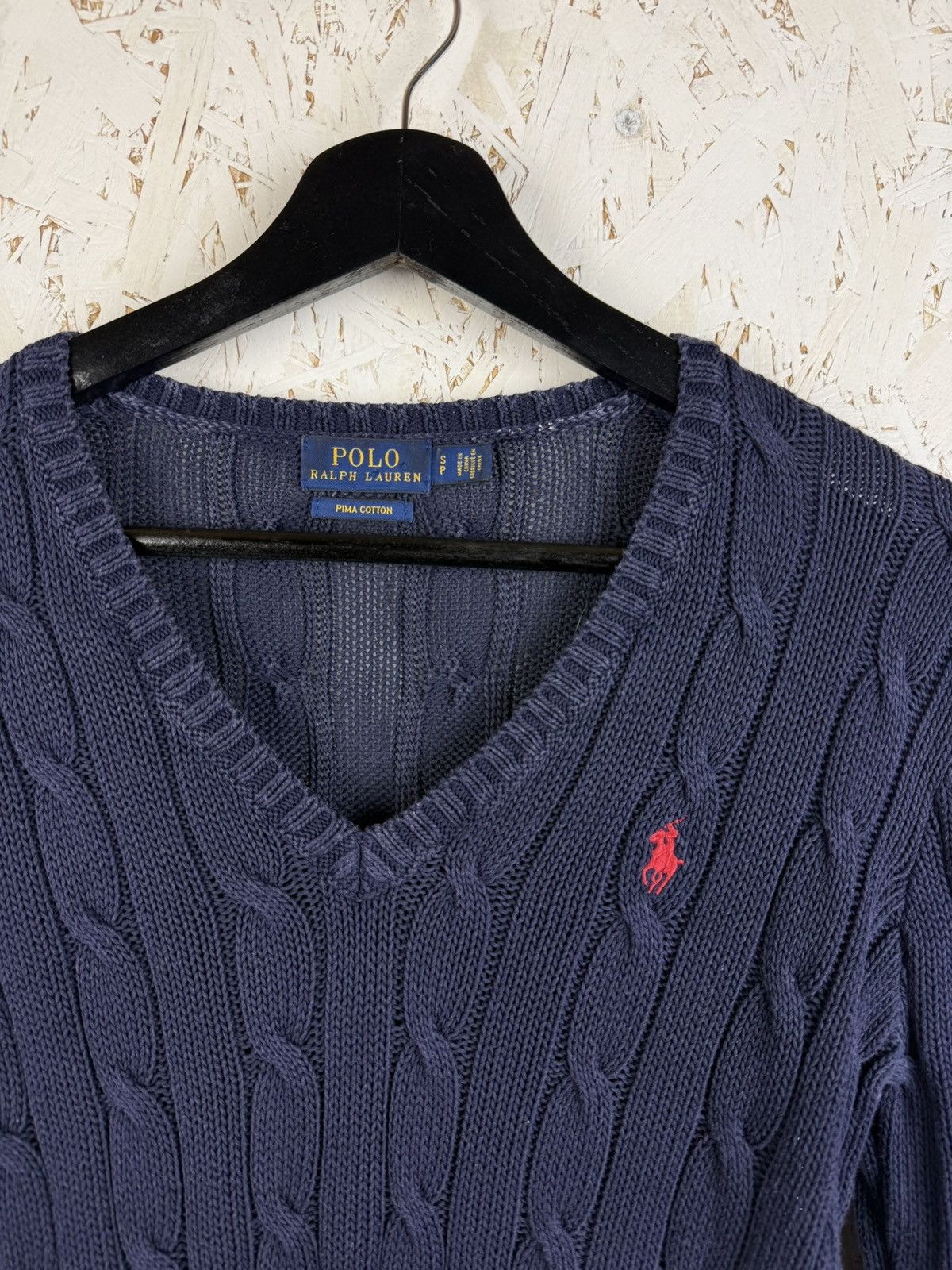 Polo Ralph Lauren Polo By Ralph Lauren V Neck Cable Knit Sweater Blue Size S Size S / US 4 / IT 40 - 2 Thumbnail