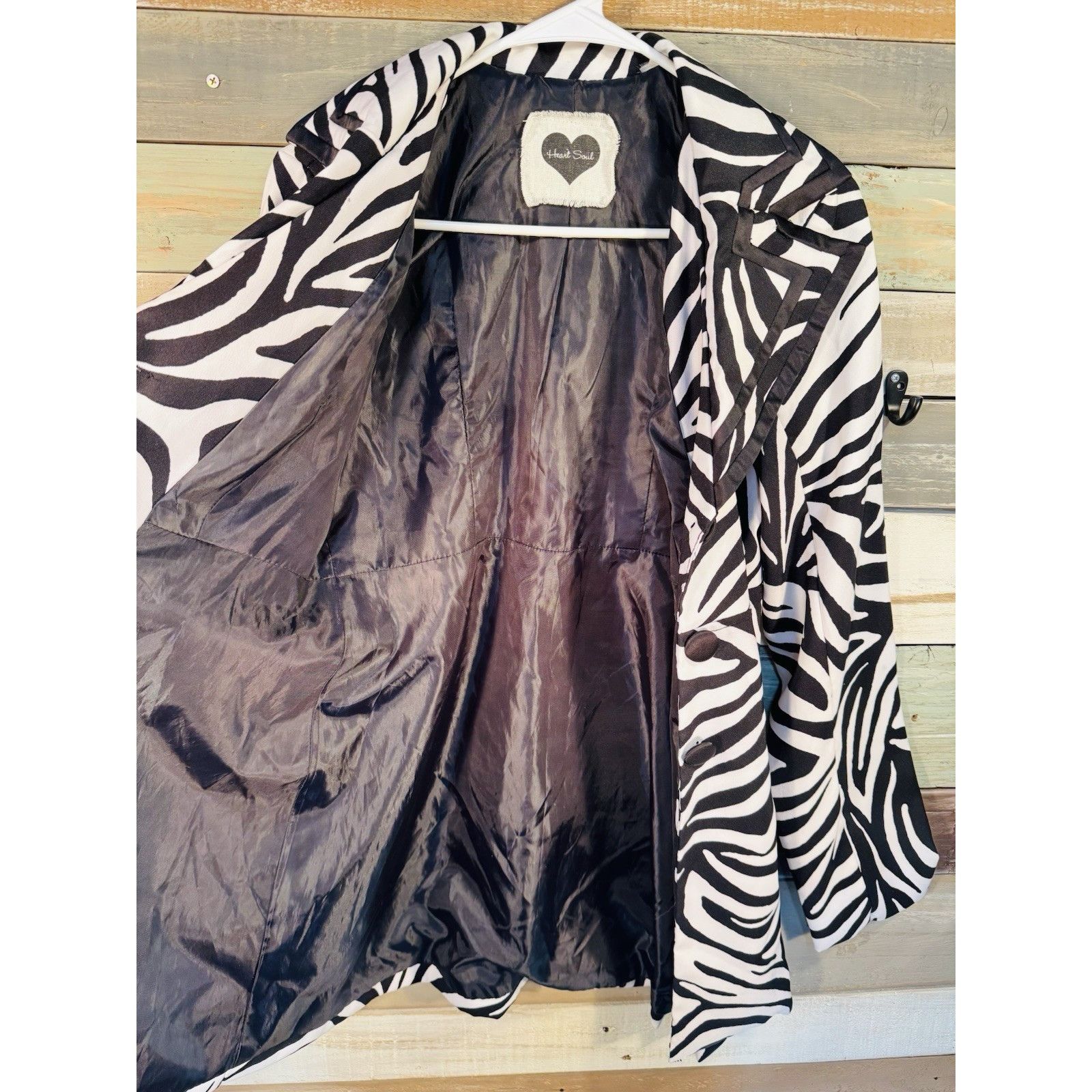 Other Heart Soul Black & White Zebra Stripes Button Up Coat Jacket Size M / US 6-8 / IT 42-44 - 3 Thumbnail
