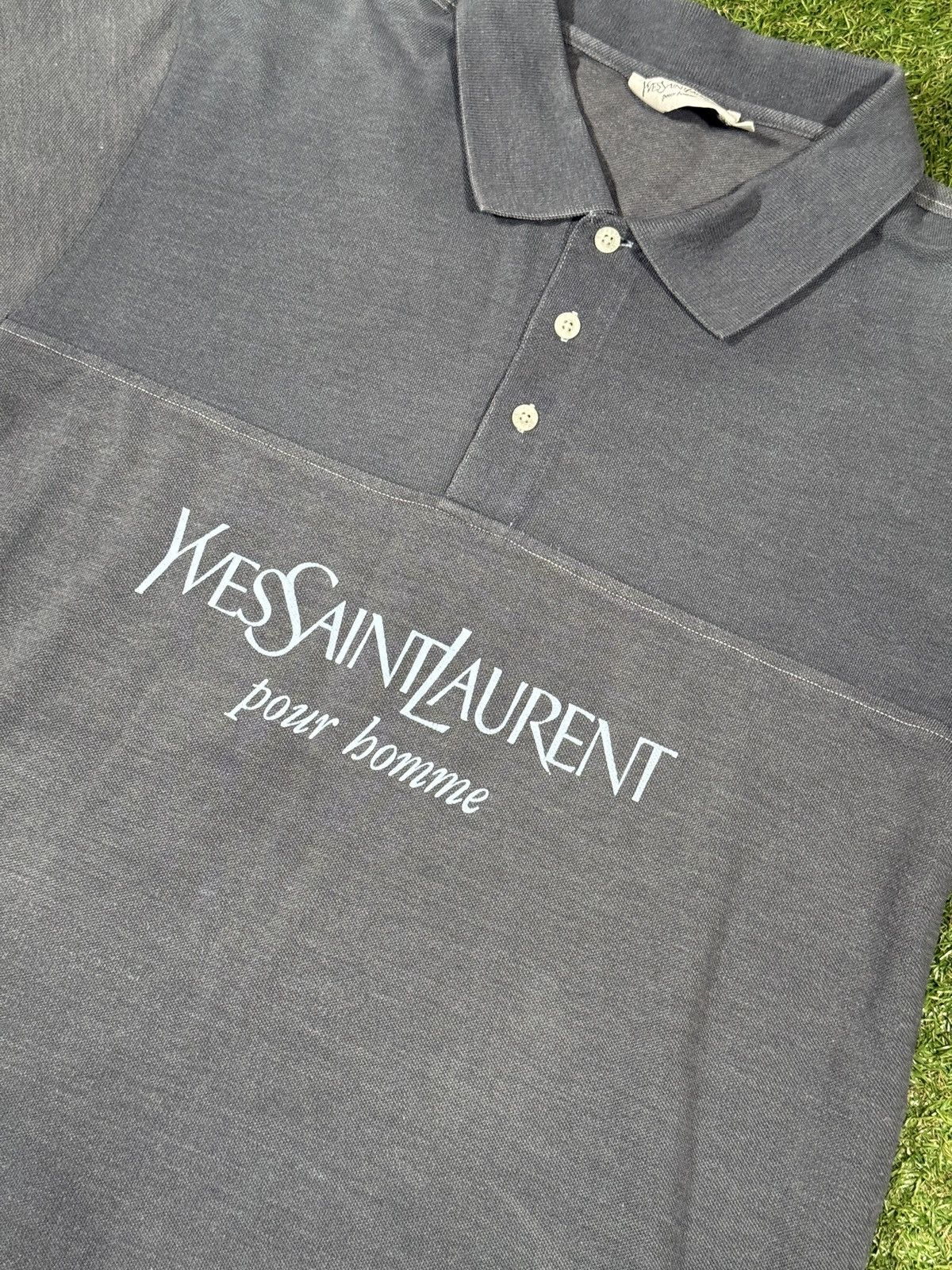 Yves Saint Laurent Yves Saint Laurent pour Homme Vintage Polo Shirt Grey Size US XL / EU 56 / 4 - 3 Thumbnail