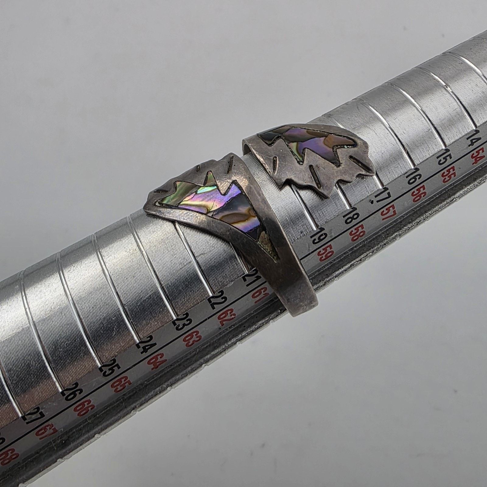 Other STERLING SILVER Ring ABALONE BYPASS 8 SIGNED APS MEXICAN Size ONE SIZE - 4 Thumbnail