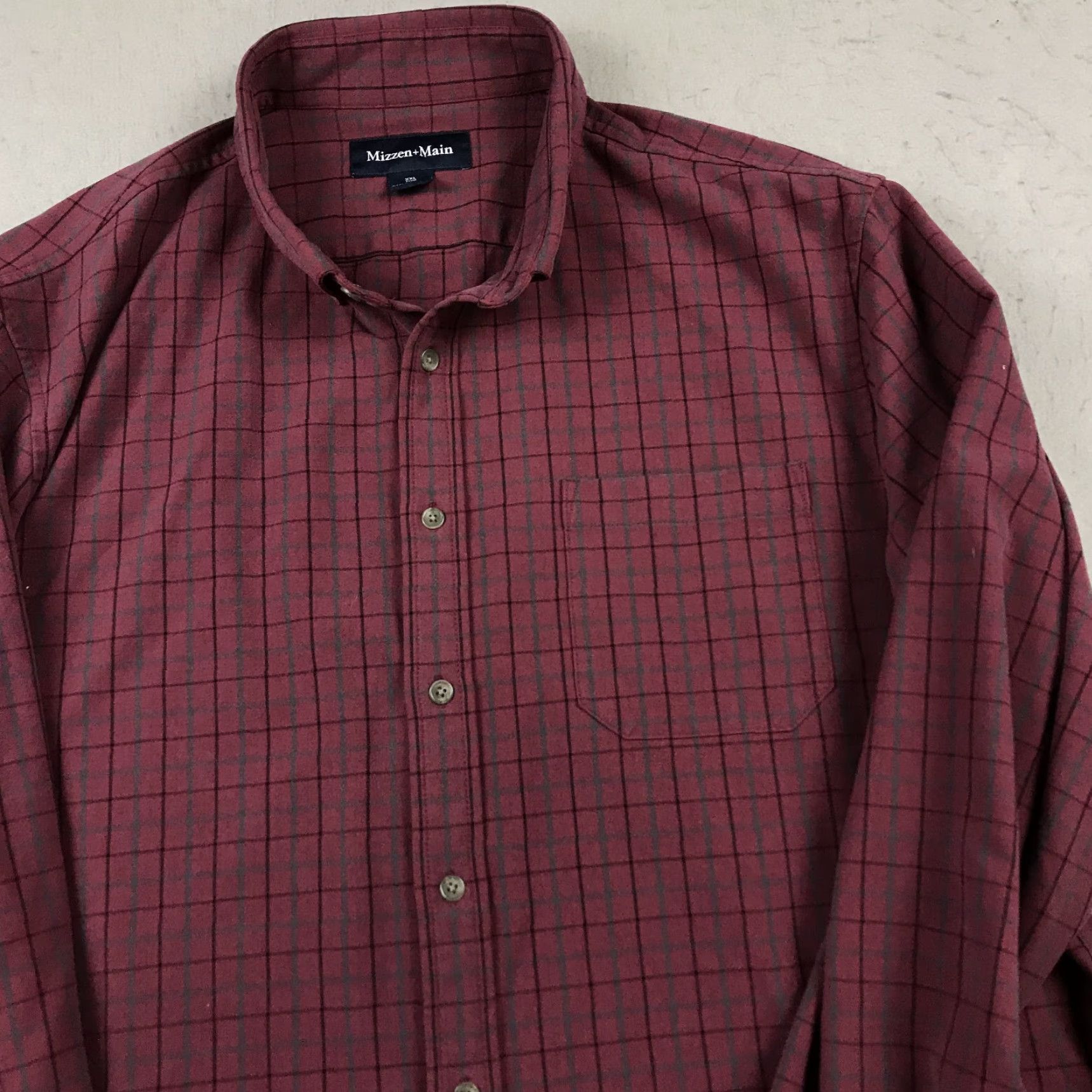 Mizzen+Main Mizzen and Main Shirt Mens 2XL Trim Purple Maroon Check Performance Rayon Blend Size US XXL / EU 58 / 5 - 3 Thumbnail
