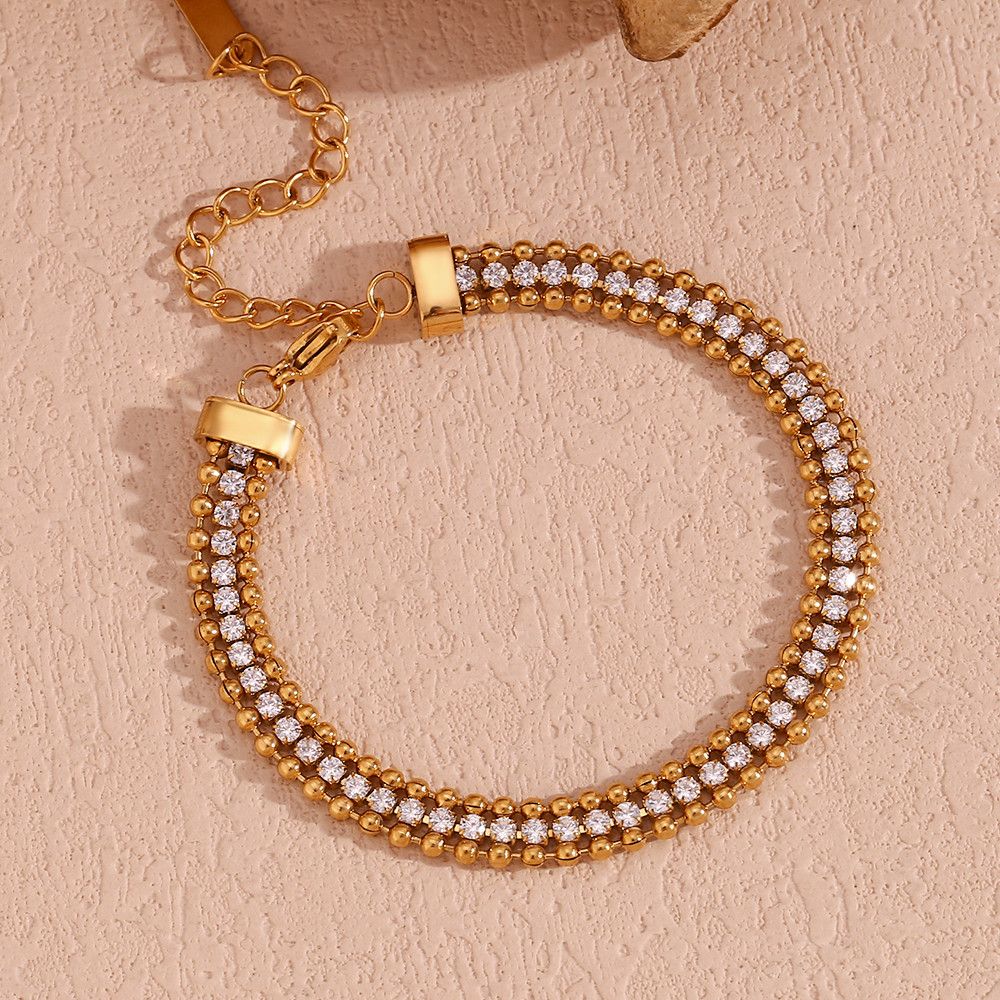 Jewelry Three Layer Round Bead Zircon Bracelet Size ONE SIZE - 1 Preview