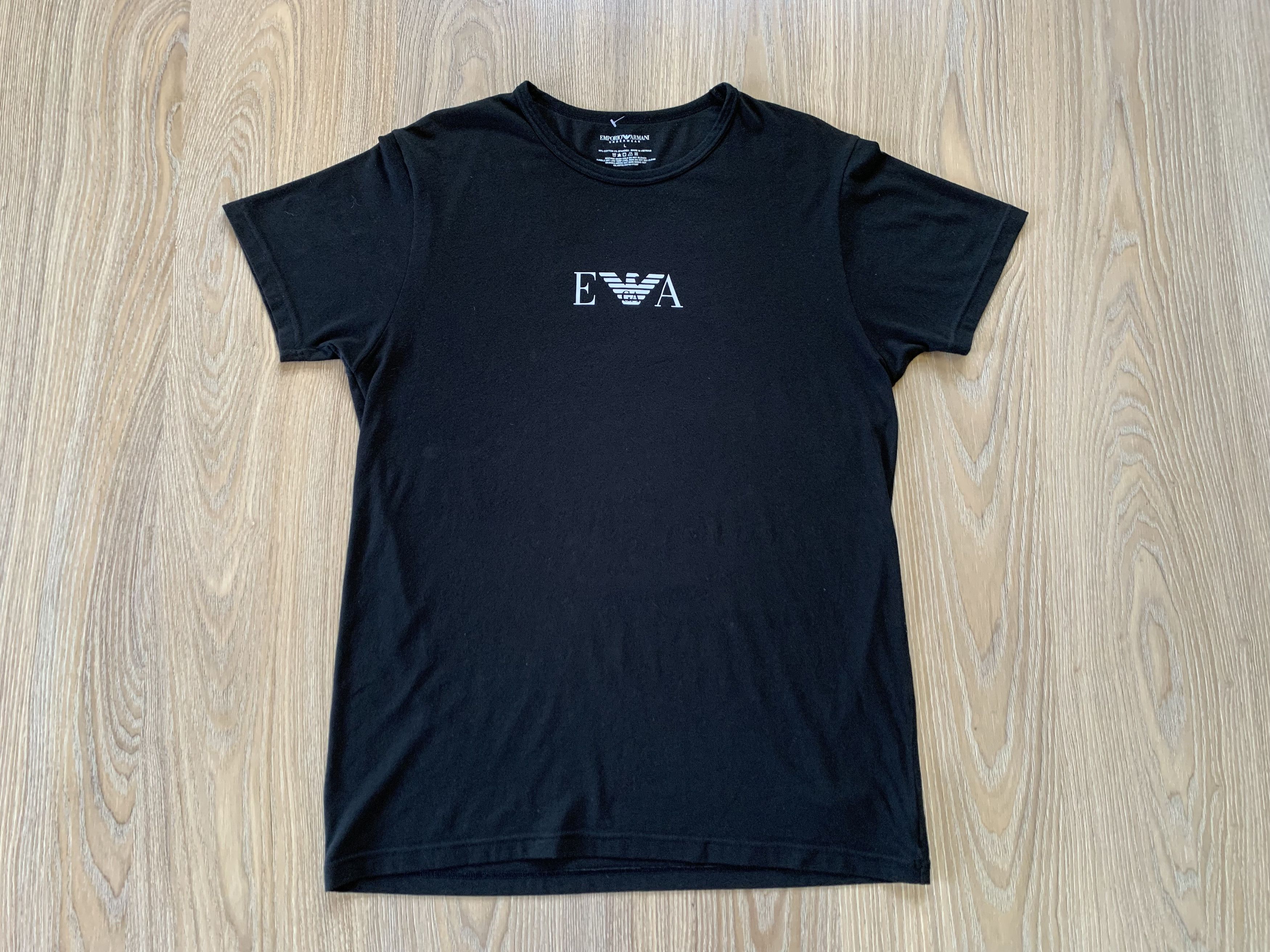Emporio Armani × Giorgio Armani Emporio Armani Center Logo Black Cotton T Shirt Size US L / EU 52-54 / 3 - 2 Thumbnail
