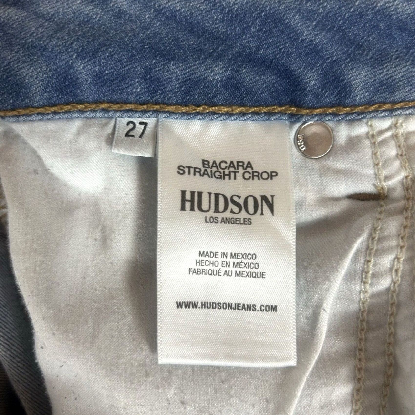 Hudson Hudson Bacara Crop Straight Cuffed Jeans Womens 27 Medium Wash Denim Mid Rise Blue 5-Pocket Logo Zip Mens? Womens Size 27" / US 4 / IT 40 - 4 Thumbnail