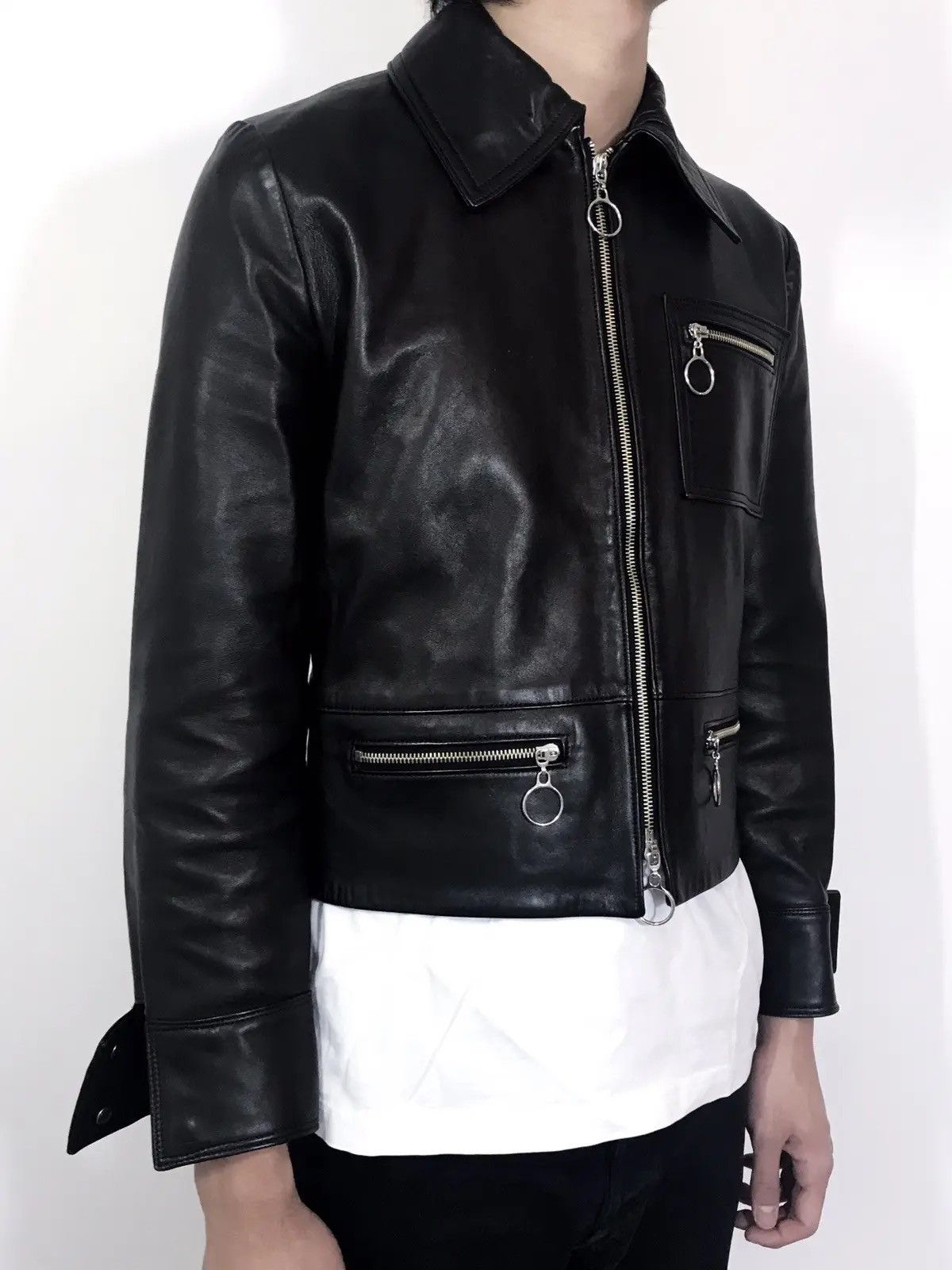 Wales Bonner Ezekiel Star Crochet Collared Biker Leather Jacket Size US M / EU 48-50 / 2 - 9 Thumbnail