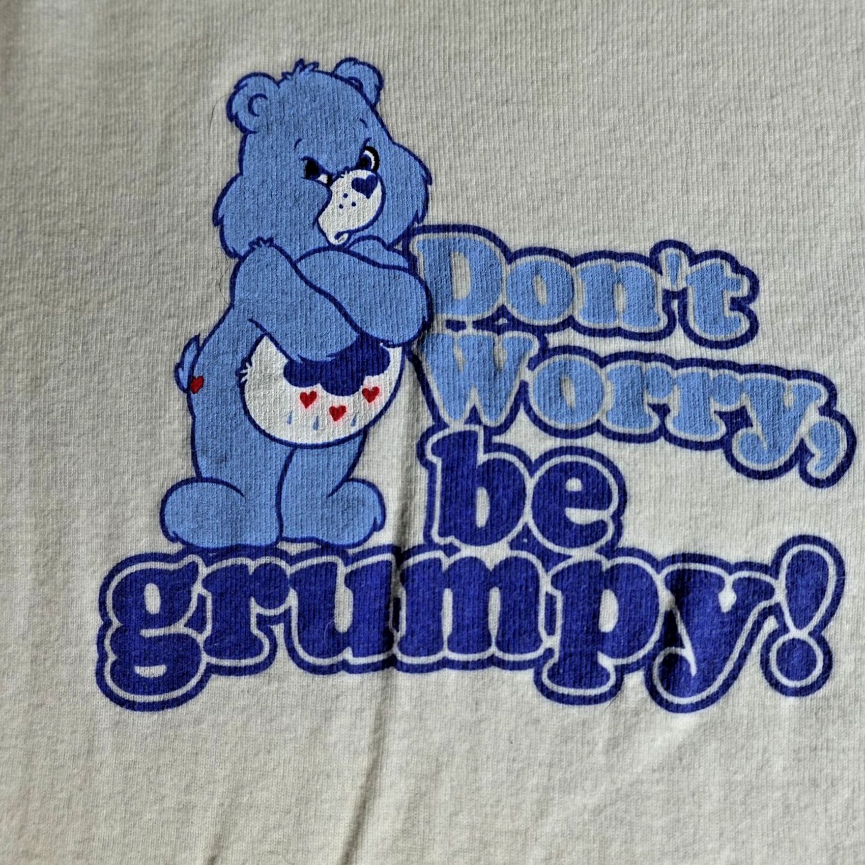 Vintage Care Bears Women's T-Shirt XS White Ringer "Don't Worry Be Grumpy" 2005 Y2K Mens? Womens Size XS / US 0-2 / IT 36-38 - 2 Thumbnail