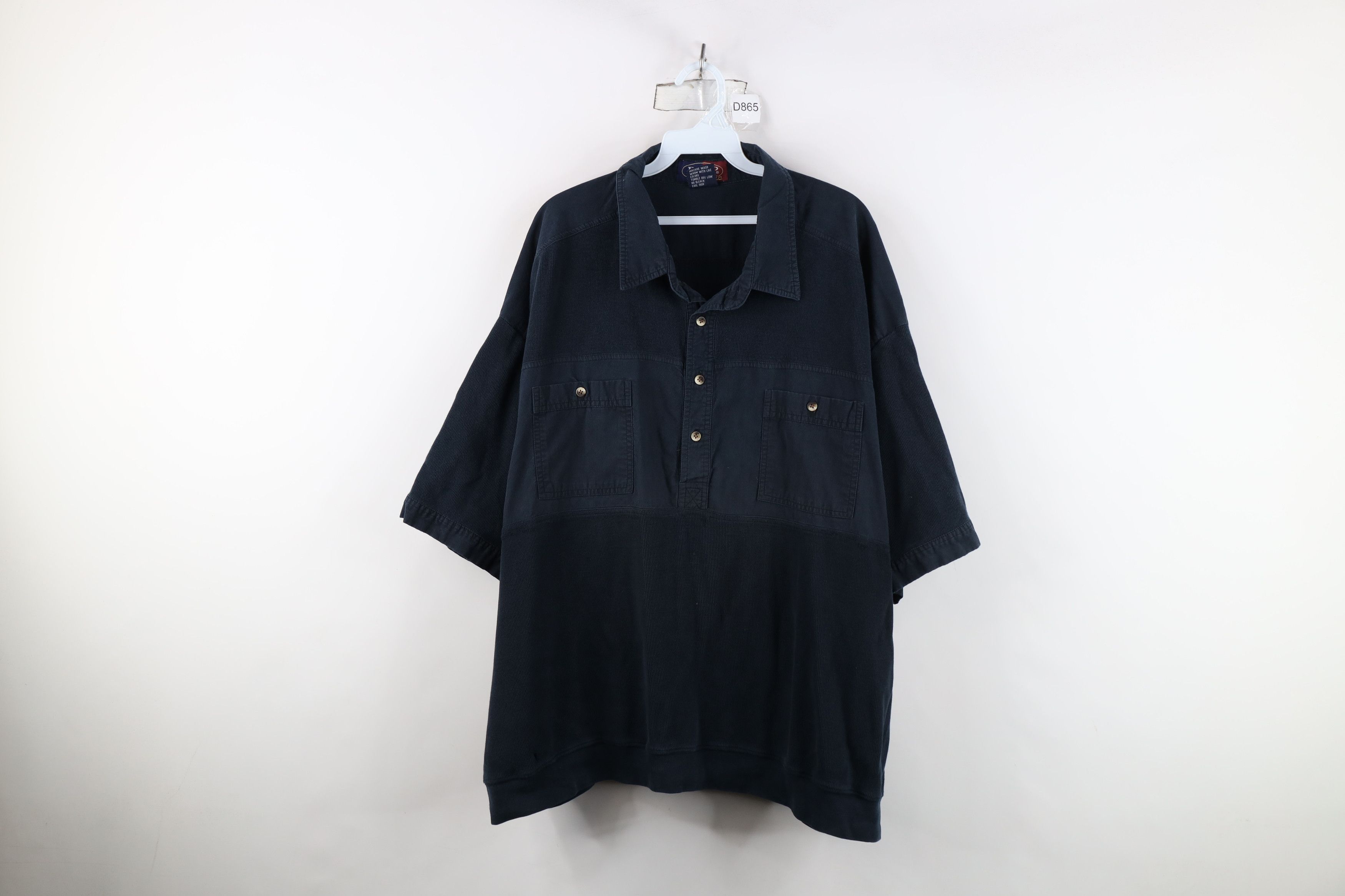 Vintage Vintage 90s Streetwear Ribbed Knit Pullover Polo Shirt Black Size US XXL / EU 58 / 5 - 1 Thumbnail