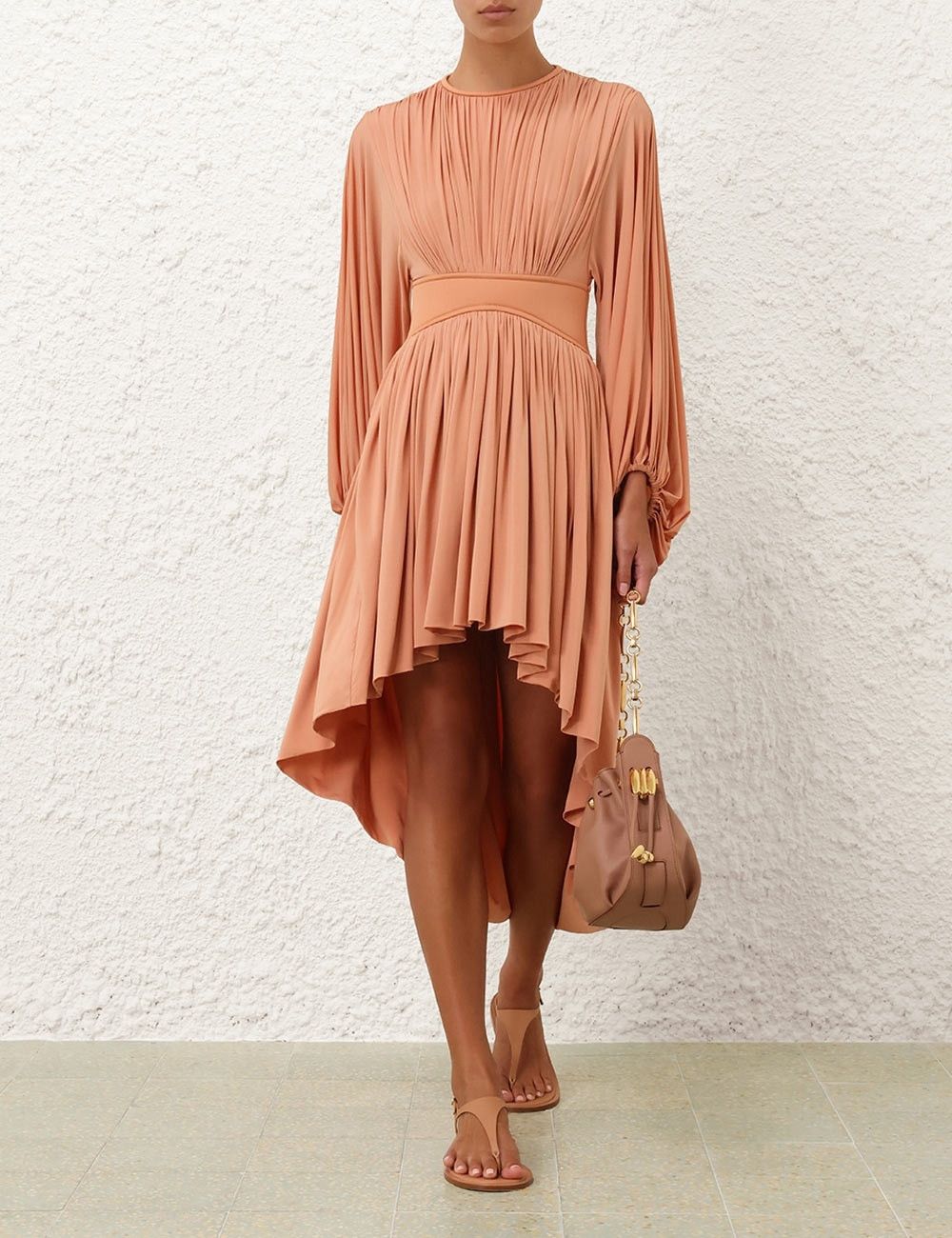 Zimmermann oc11z0226 Illuminate Batwing Mini Dress In Coral Pink Size L / US 10 / IT 46 - 2 Thumbnail