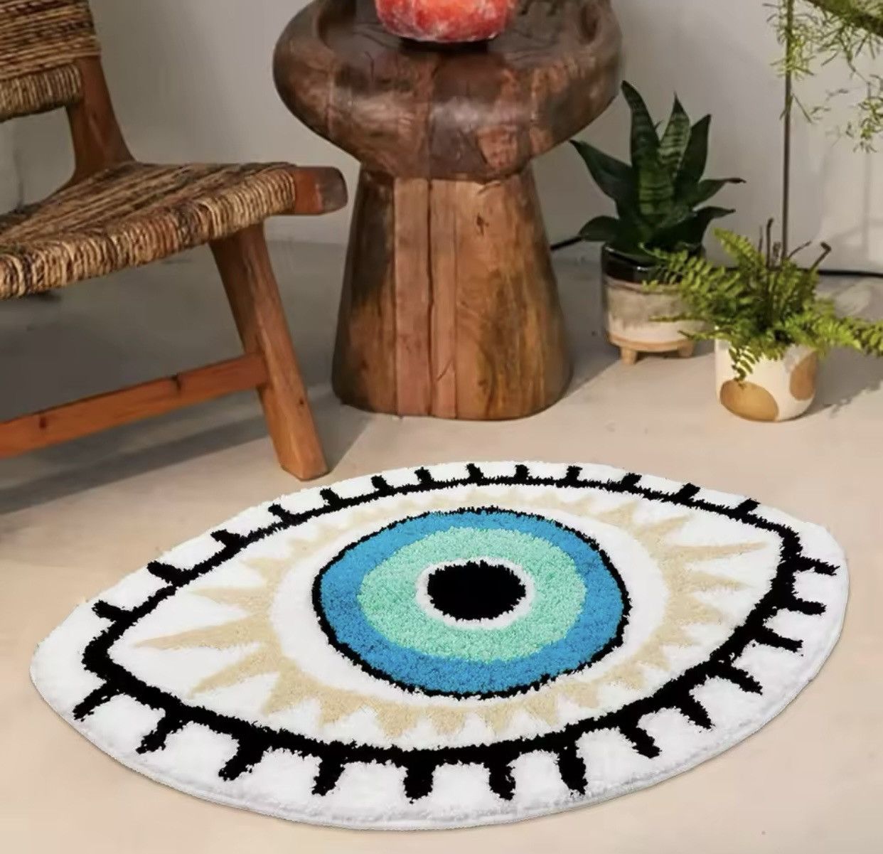 Japanese Brand White Evil Eye Rug Size ONE SIZE - 2 Thumbnail