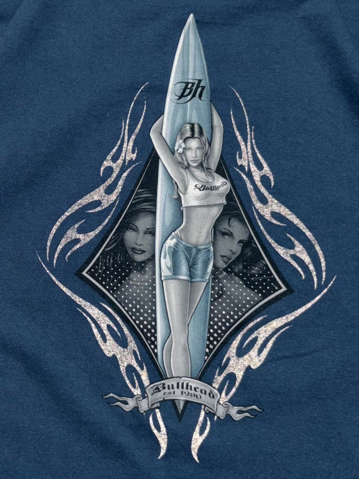 Bullhead Denim Co. × Vintage Vintage Bullhead T Shirt Hot Girl Surf 90s Y2K Mens XL Size US XL / EU 56 / 4 - 7 Thumbnail