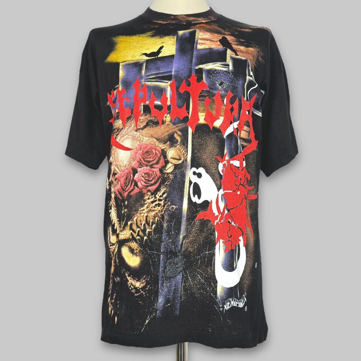 Band Tees Vintage Early 90s Sepultura Empire All Over Euro T Shirt Size US L / EU 52-54 / 3 - 1 Thumbnail