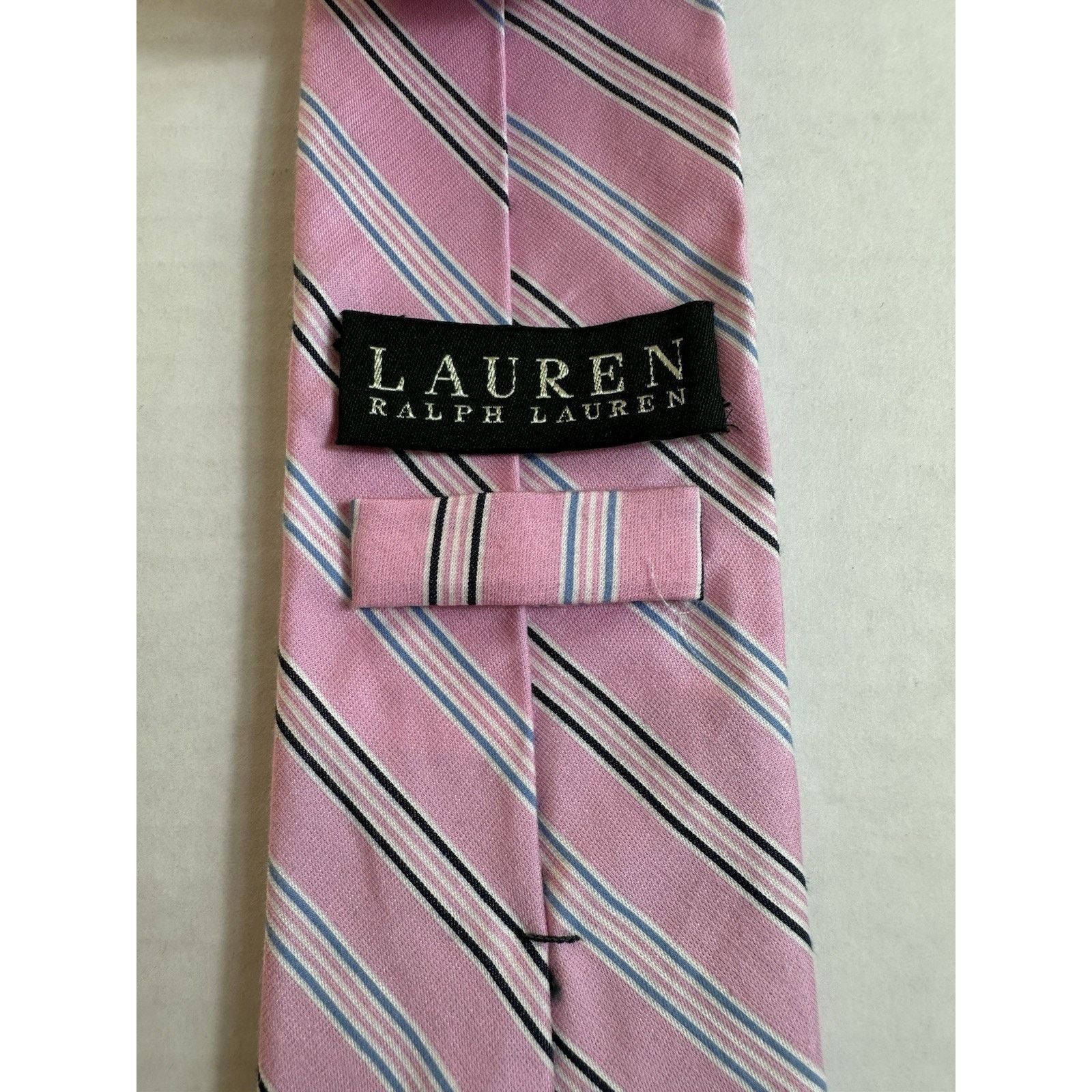 Lauren Ralph Lauren Lauren Ralph Lauren Neck Tie Pink Striped Silk/Cotton Preppy Size ONE SIZE - 2 Thumbnail