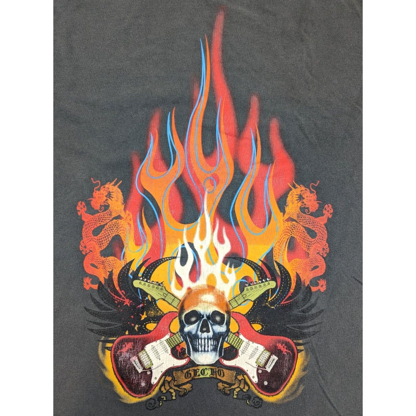 Vintage Gecko Skull Guitar Rock T-Shirt Mens L Gray Dragon Graphic Tee Music Band Size US L / EU 52-54 / 3 - 6 Thumbnail
