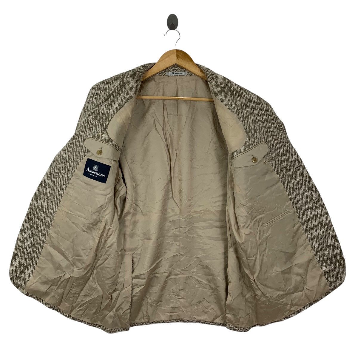 Aquascutum Vintage AQUASCUTUM LONDON Herringbone Blazer Coat Jacket Size US L / EU 52-54 / 3 - 3 Thumbnail