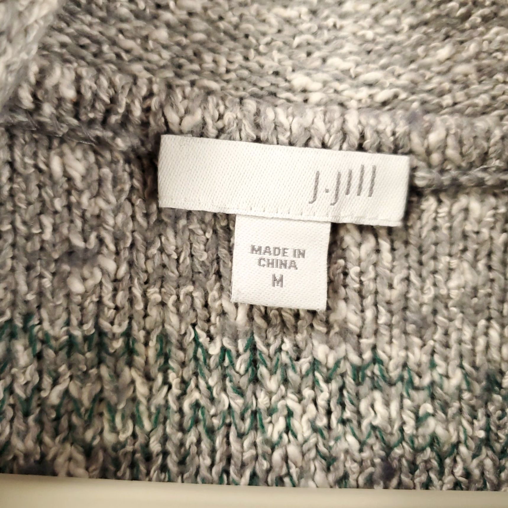 J. Jill J. Jill Sweater Women's Medium Gray Blue Striped Cowl Neck Knit Pullover Size M / US 6-8 / IT 42-44 - 5 Thumbnail