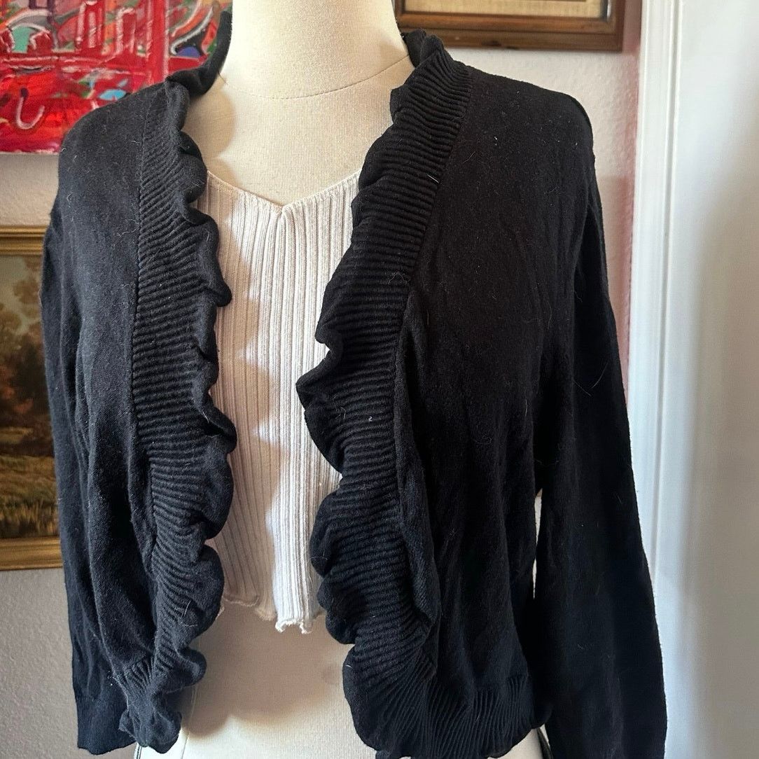Other elle black knit long sleeve cardigan Size L / US 10 / IT 46 - 2 Thumbnail