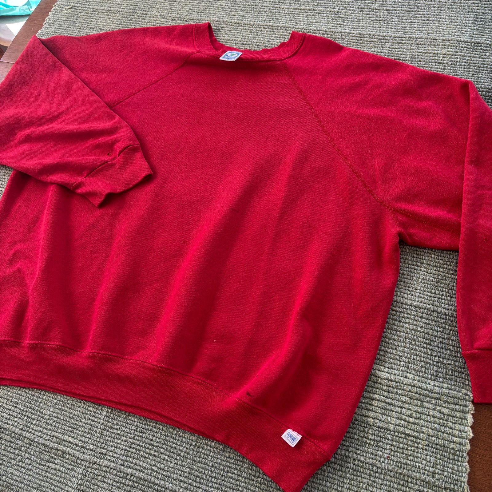 Vintage Vintage Red Distressed Gusseted Blank Discus Sweatshirt Size US XXL / EU 58 / 5 - 7 Thumbnail
