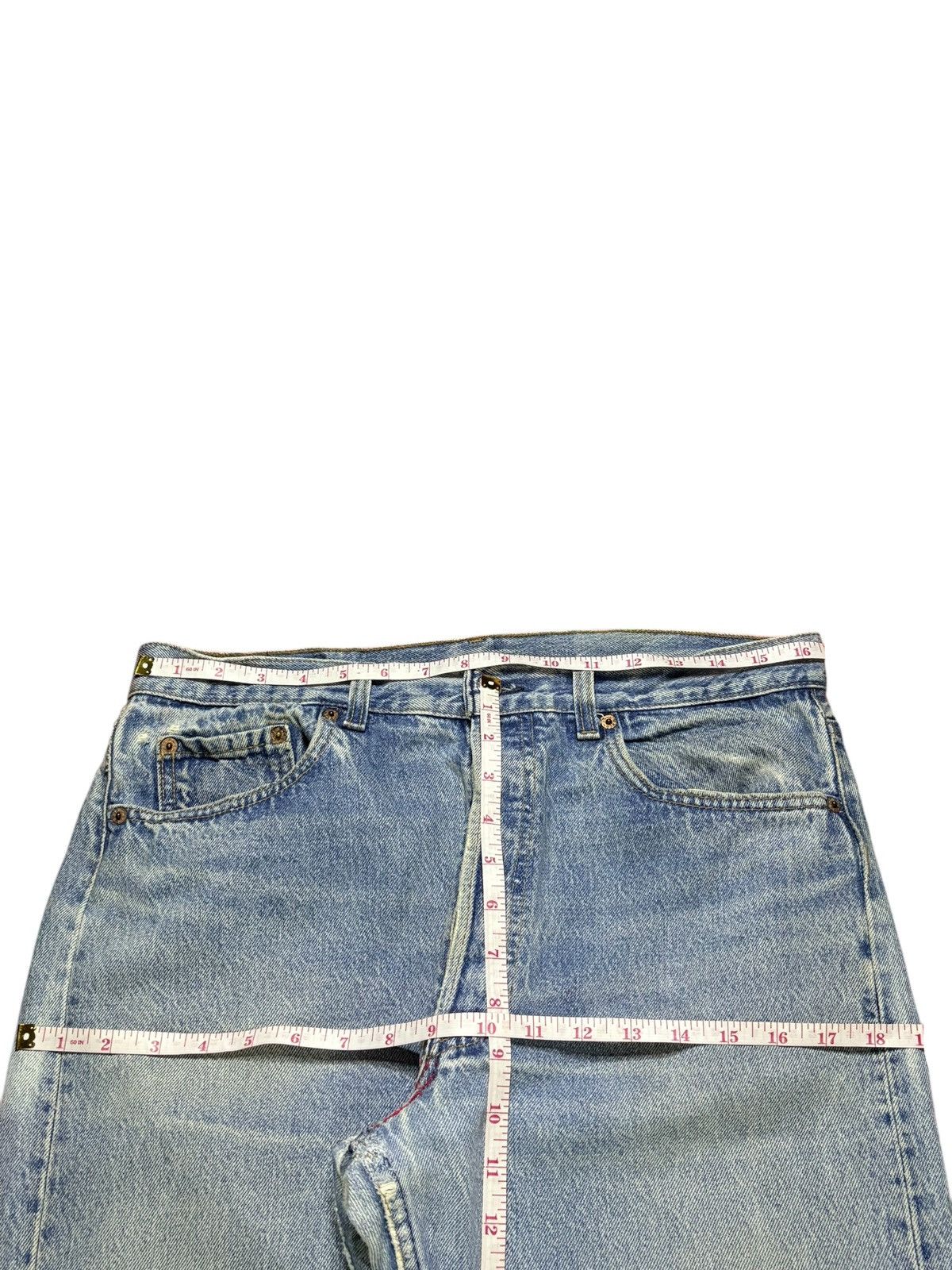 LVC × Levi's × Levi's Vintage Clothing Vintage 90s Levis Button S Mud Wash Distressed Rip Jeans Size US 33 - 12 Thumbnail