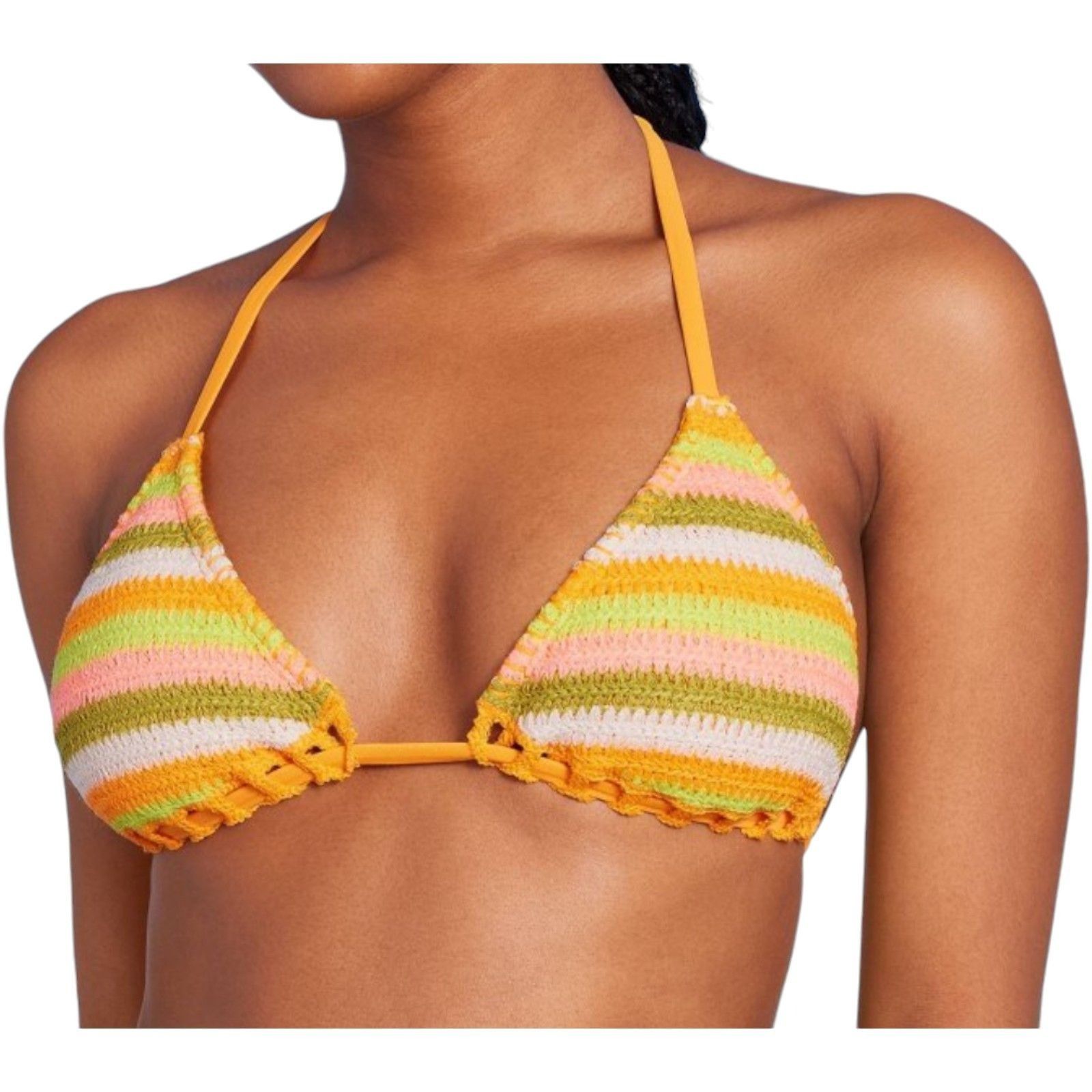 Other Wild Fable - Women's Crochet Triangle Bikini Top - Orange - Size ONE SIZE - 1 Thumbnail