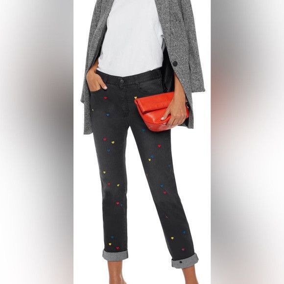 Stella McCartney The Skinny Boyfriend embroidered mid rise slim leg jeans Size 31" - 1 Thumbnail