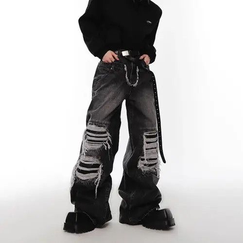 Jean × Streetwear × Vintage Japanese Opium Ripped pants design 