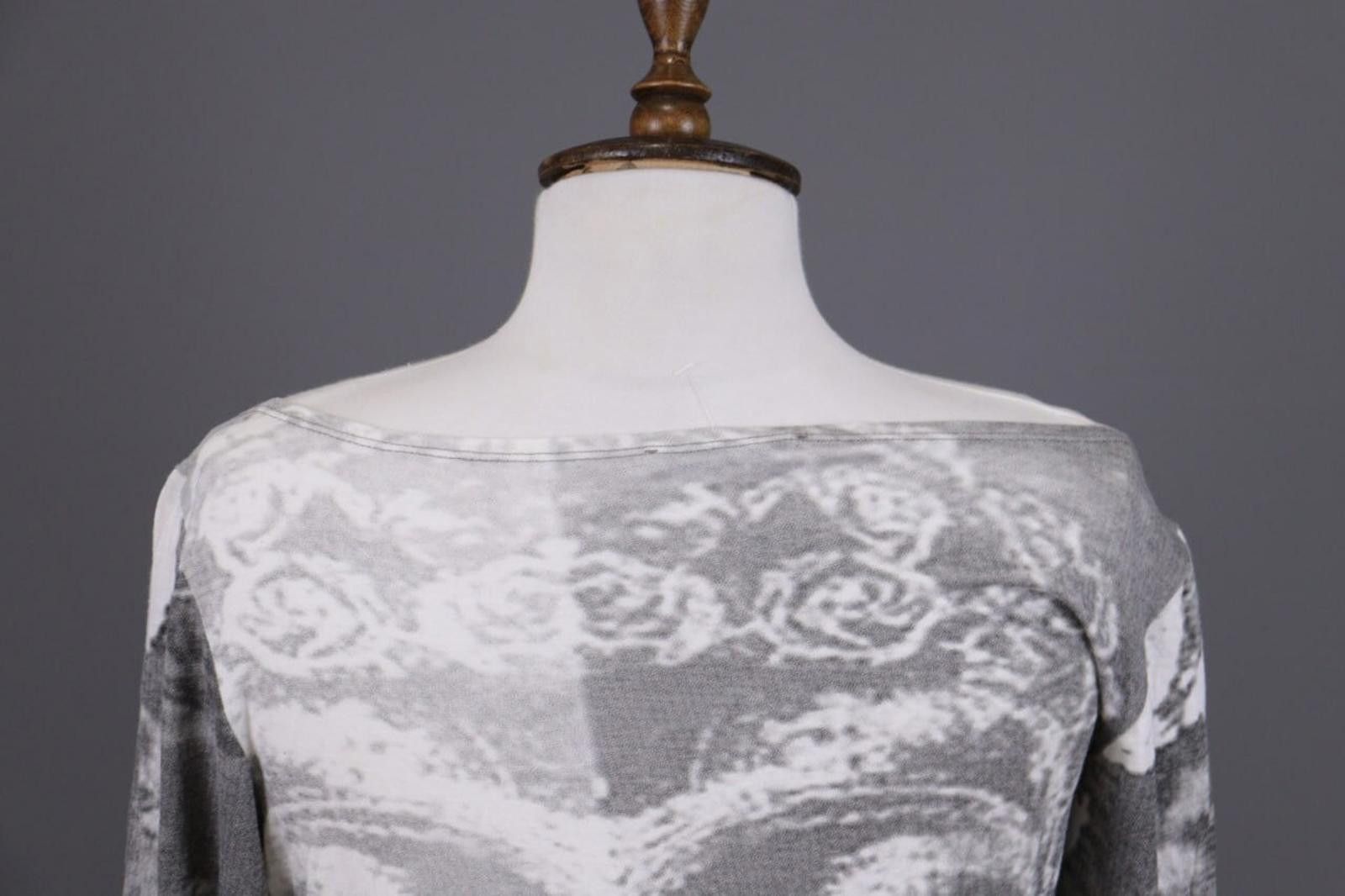 Designer Sarah Pacini Gray Printed Top Shirt One Size Size ONE SIZE - 11 Thumbnail