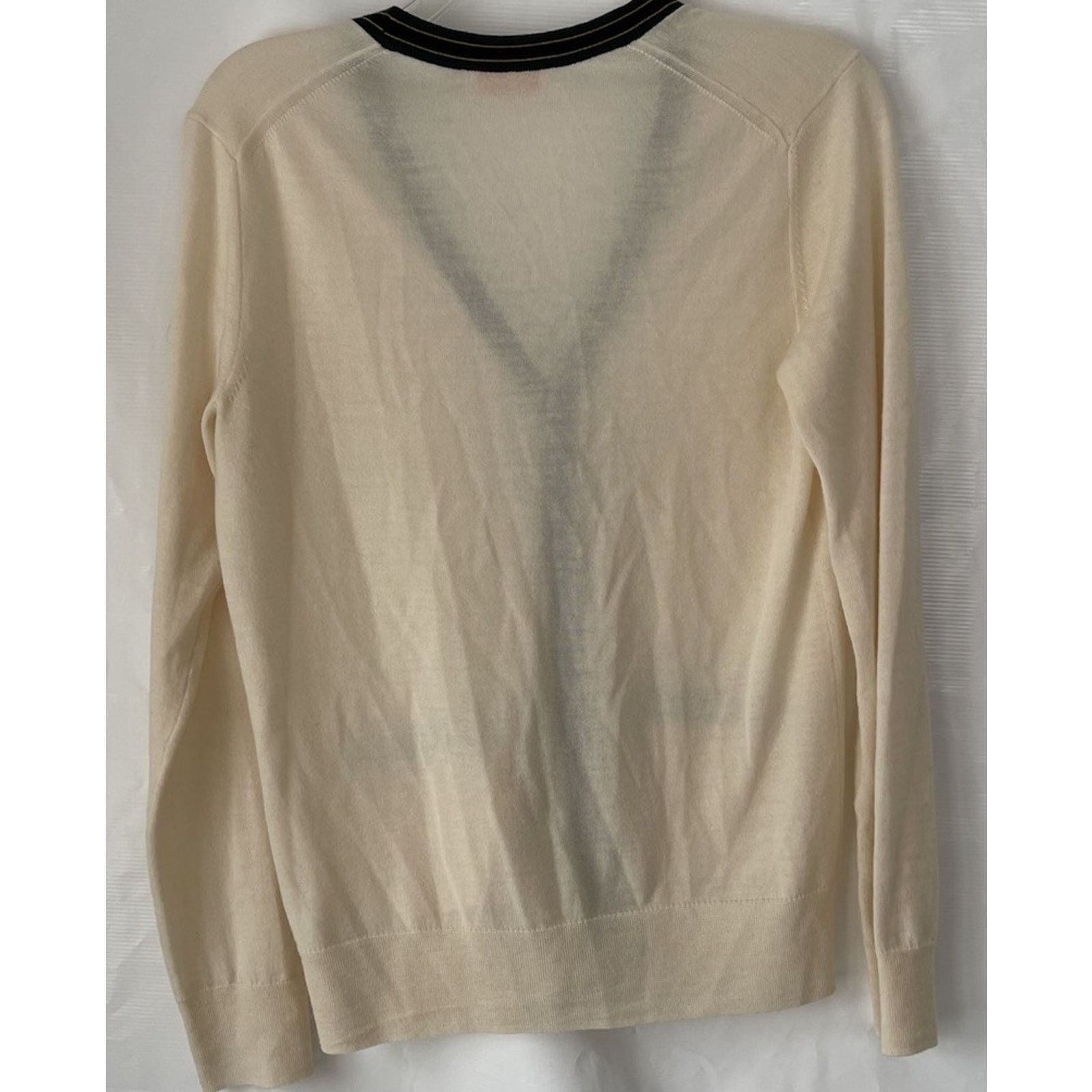 Tory Burch Tory Burch Madeline Merino Wool V-Neck Ivory Cardigan S Size S / US 4 / IT 40 - 3 Thumbnail