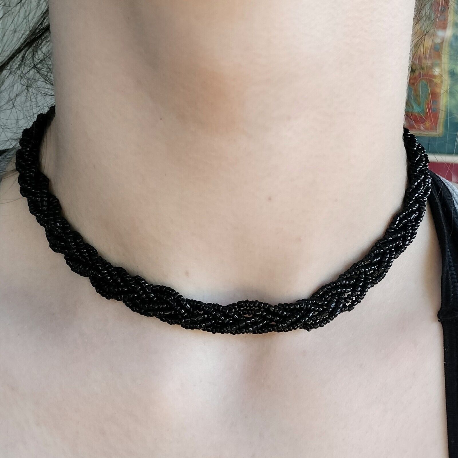 Vintage Vintage 90s Y2K Necklace Choker Beaded Multi Strand Braided Size ONE SIZE - 1 Thumbnail