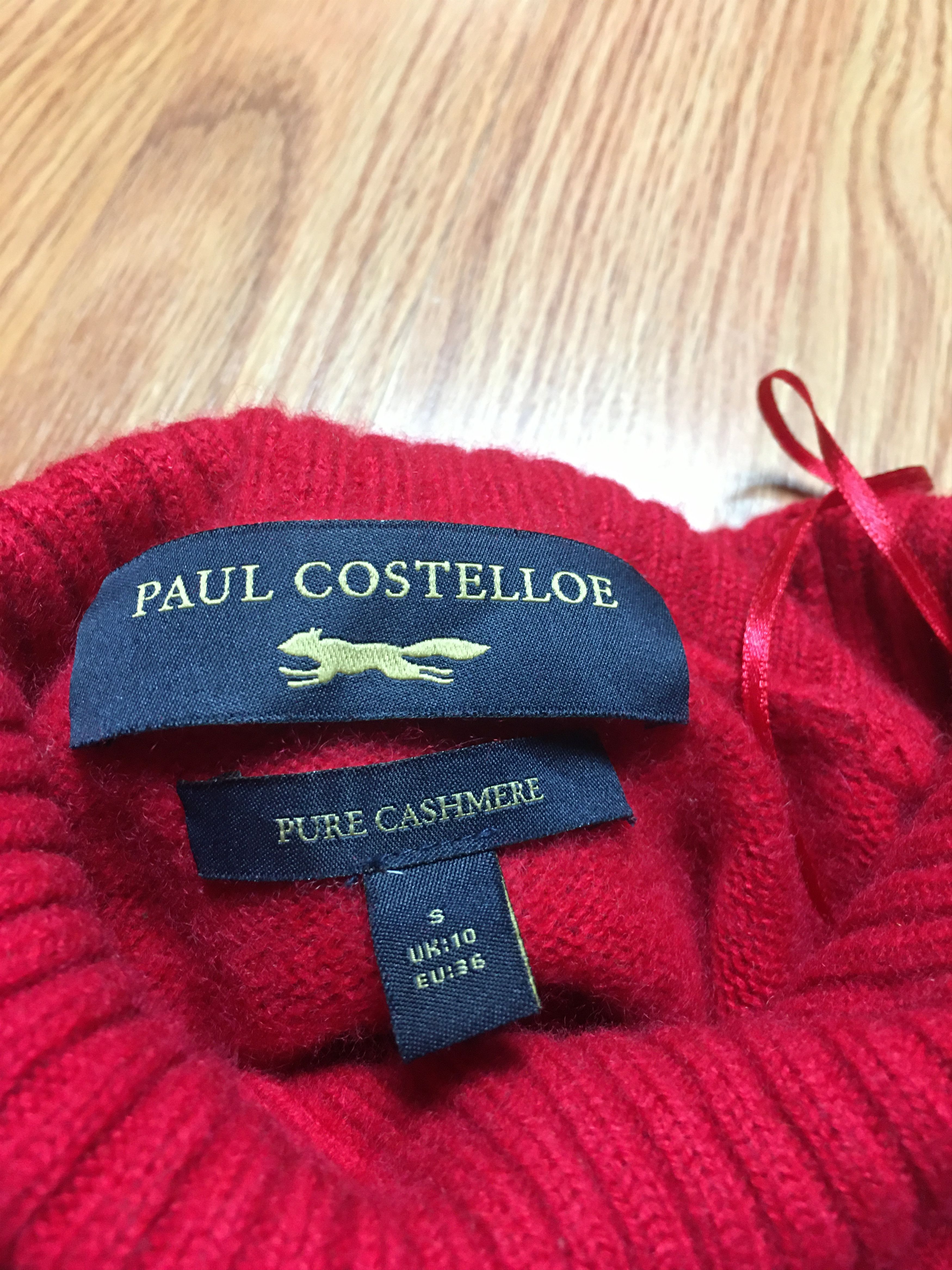 Designer Paul Costelloe Cashmere Red Turtle Neck Sweater Size S / US 4 / IT 40 - 6 Thumbnail