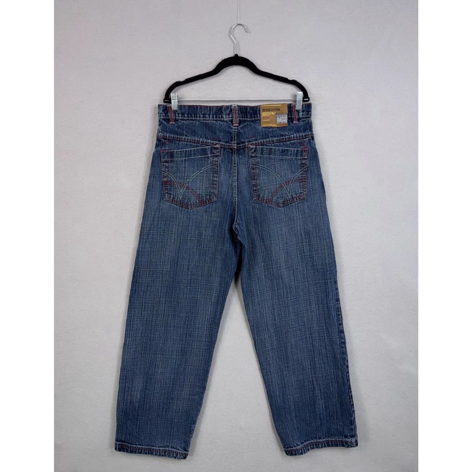 Vintage VINTAGE Evolution Jeans Mens 34x32 Blue Relaxed Fit Straight Baggy Y2K - Mens Jeans, Blue, 34x32, Relaxed Straight, 100% Cotton Size US 34 / EU 50 - 5 Thumbnail