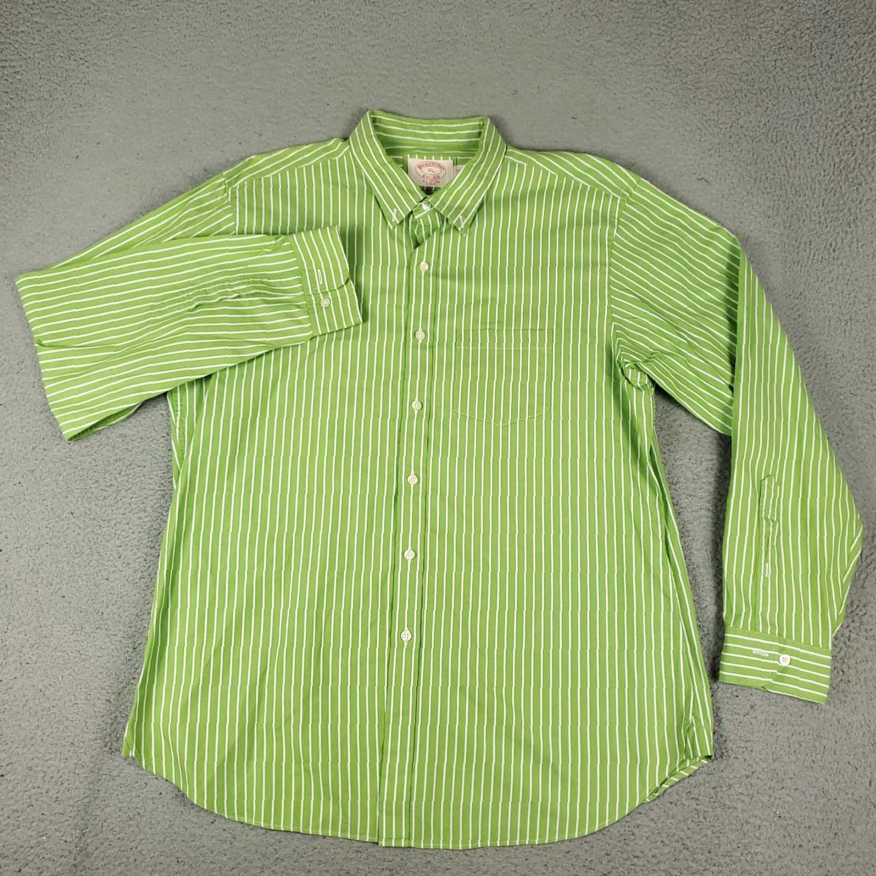 Brooks Brothers Brooks Brothers Shirt Mens XL Green Striped Slim Button Up Long Sleeve Size US XL / EU 56 / 4 - 2 Thumbnail