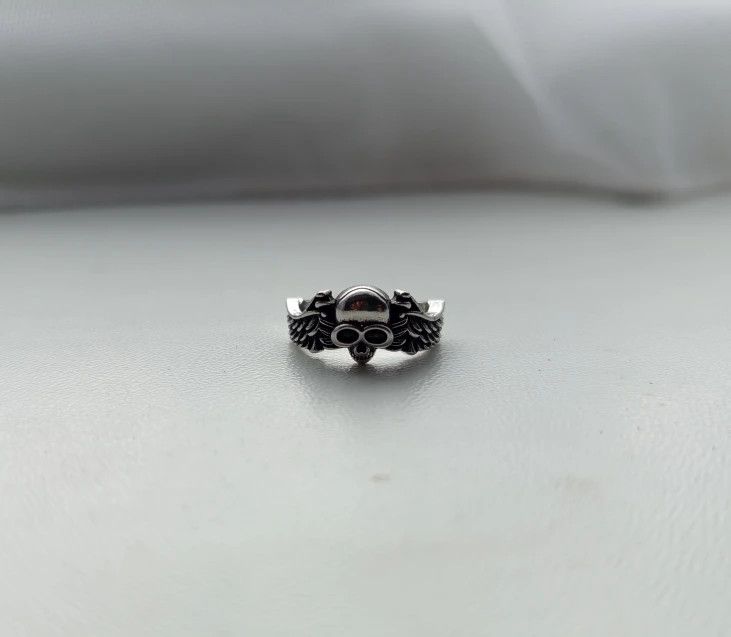 Vintage Resizable Retro Wings Skull Head Ring Size ONE SIZE - 7 Thumbnail