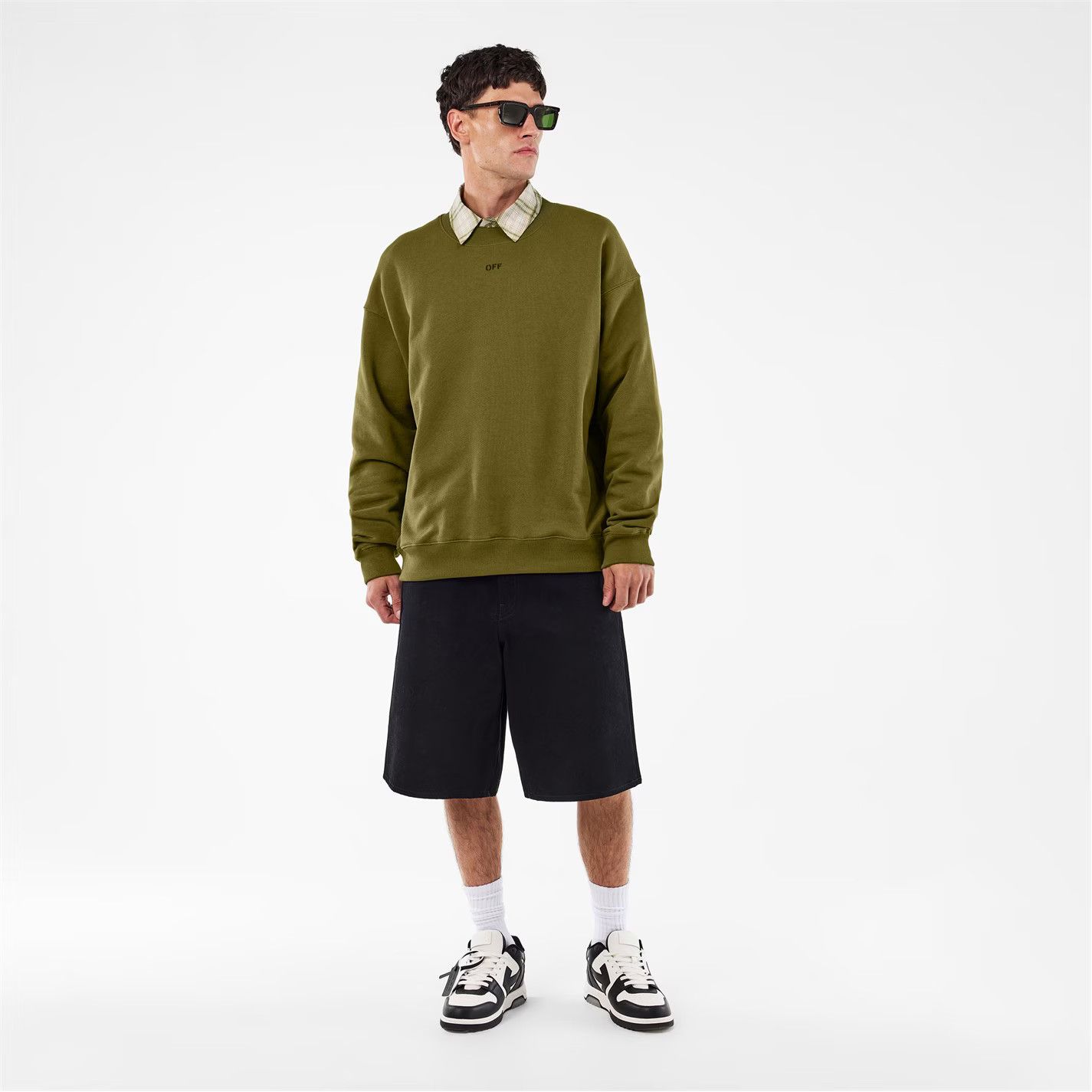 Off-White o1g2r1mq0226 Skate Relaxed Fit Crew Sweatshirt Olive Green Size US L / EU 52-54 / 3 - 6 Thumbnail