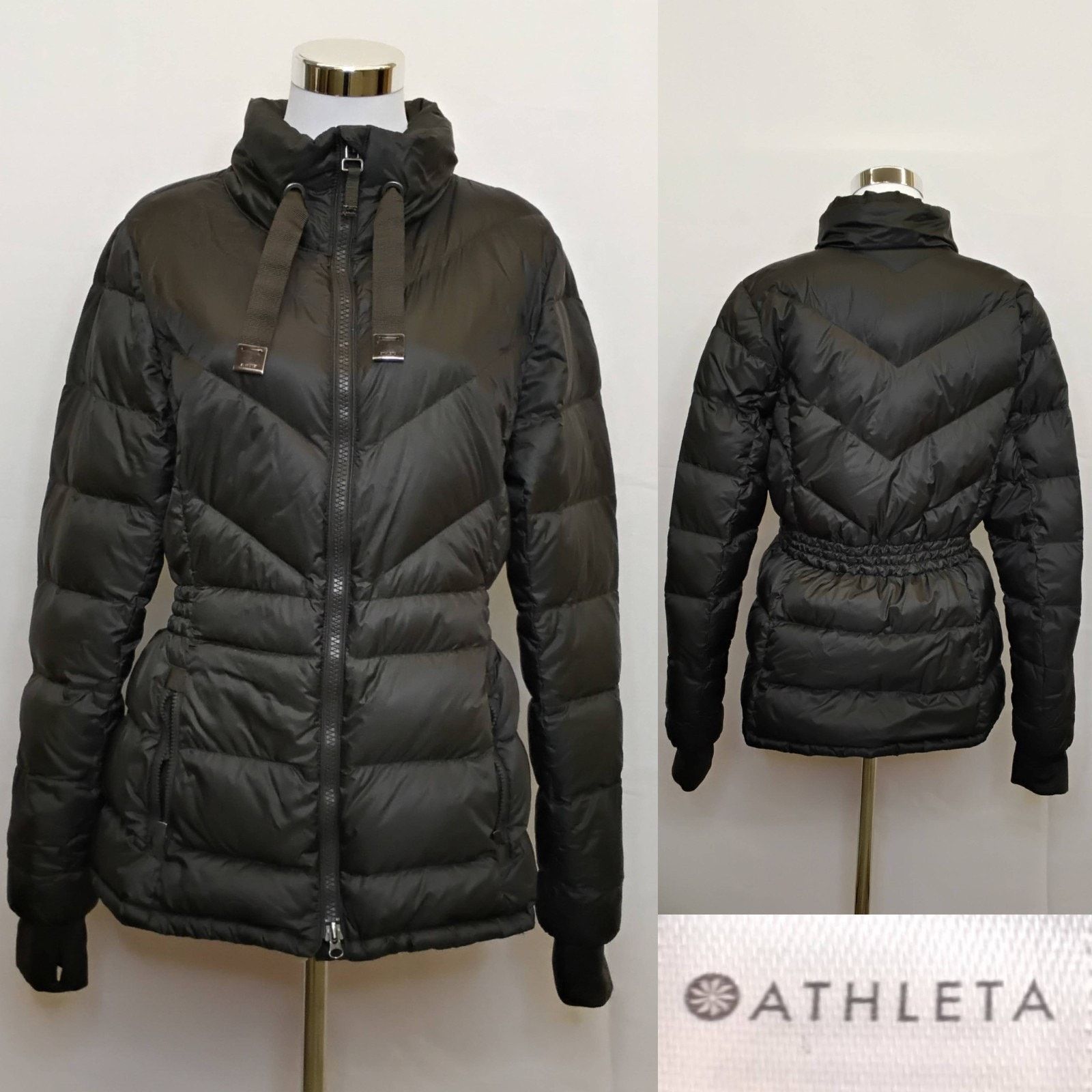 Athleta Athleta Down Puffer Jacket Women's L Dark Green Size L / US 10 / IT 46 - 1 Thumbnail