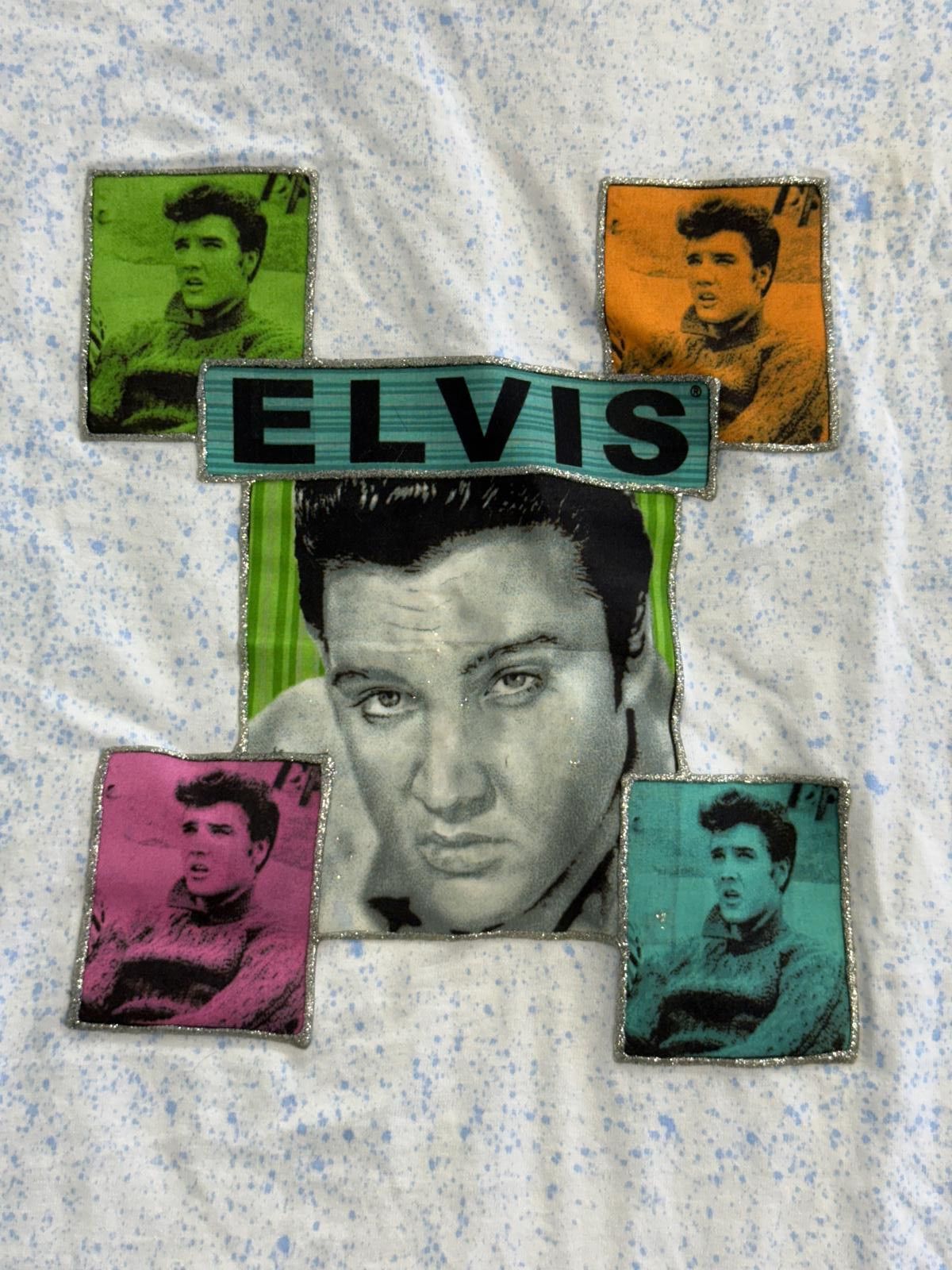 Fruit Of The Loom Elvis Presley T-shirt Splatter Tee Elvis Collage Fan Art - M Size US M / EU 48-50 / 2 - 3 Thumbnail