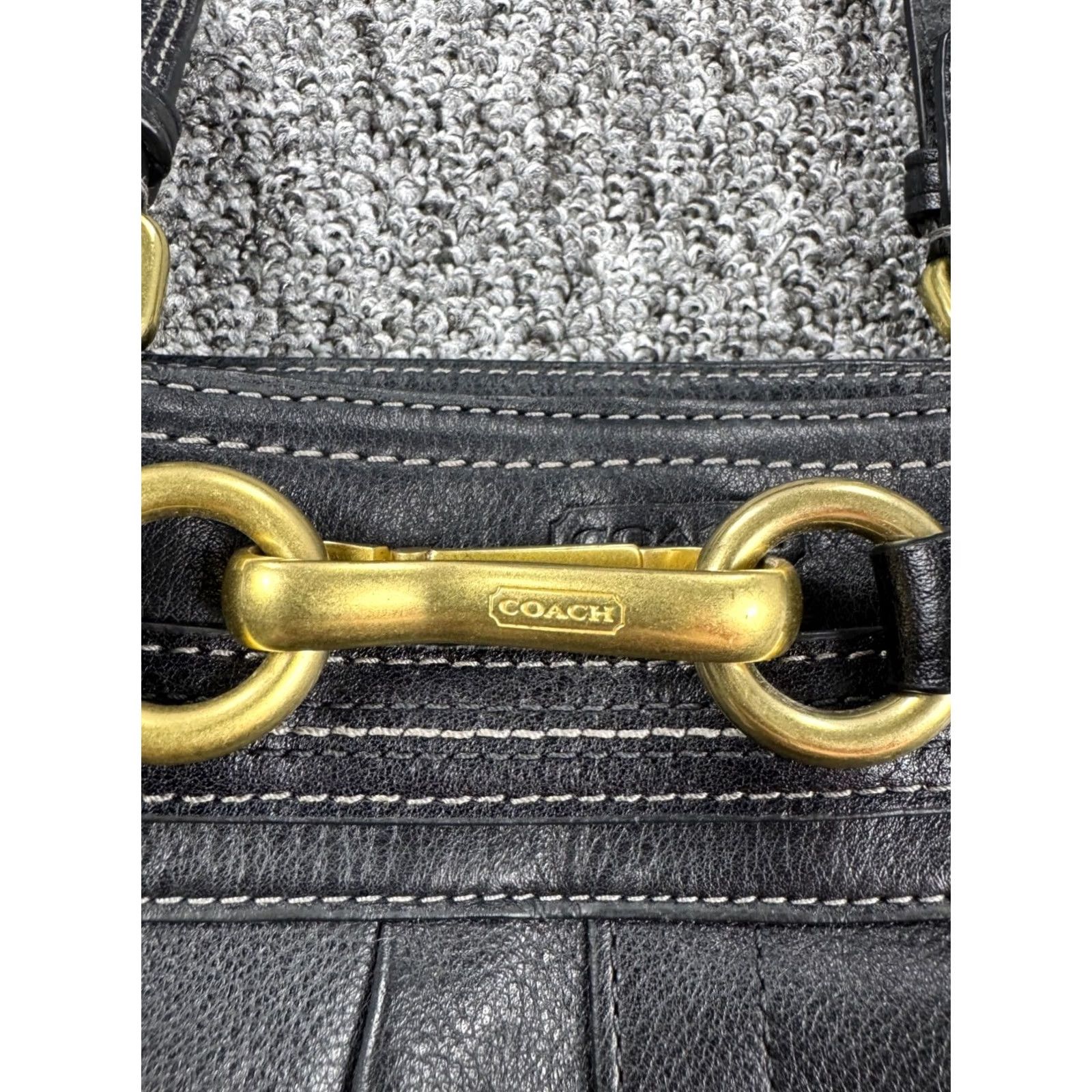 Coach Hampton Leather Tote Bag - Black Pebbled Satchel, Handbag 