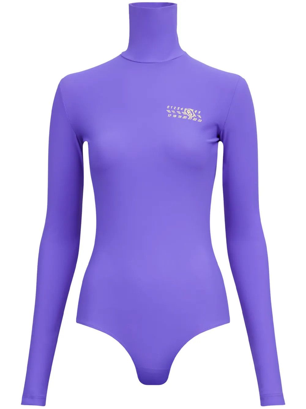 Maison Margiela o1mle0426 MM6 Number Printed High Neck Bodysuit in Purple Size L / US 10 / IT 46 - 1 Thumbnail