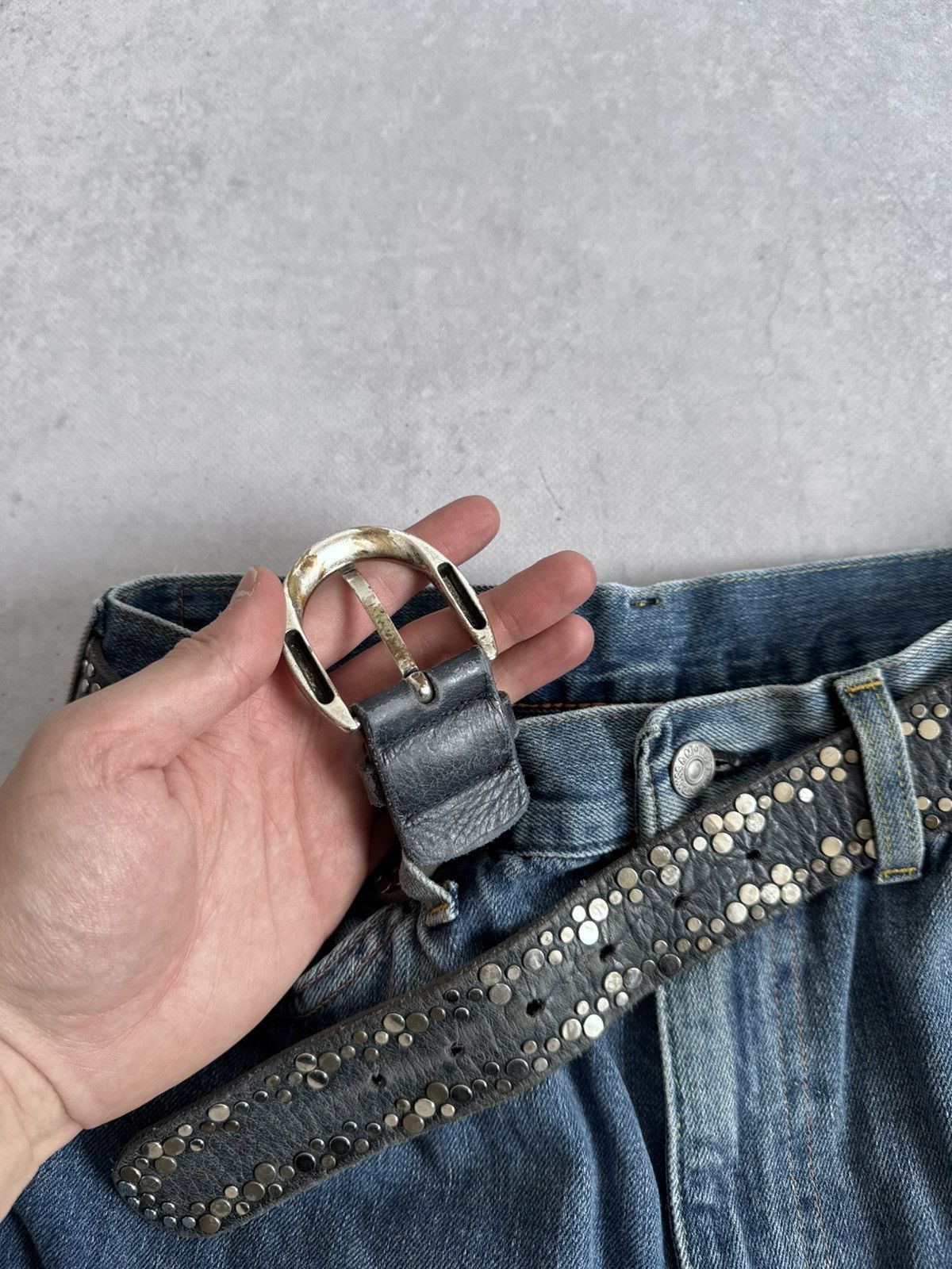 KMRii Vintage KMRii Style Y2K Metal Leather Belt Avant-Garde Hype Size ONE SIZE - 5 Thumbnail