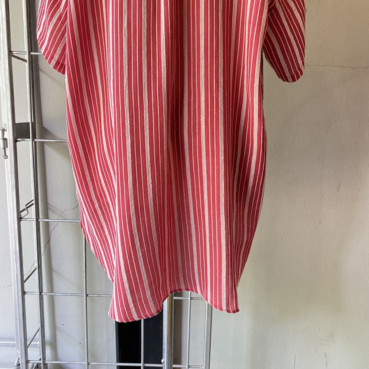 Yohji Yamamoto Yohji Yamamoto Red & White Stripe Shirt Dress Size US XXL / EU 58 / 5 - 7 Thumbnail