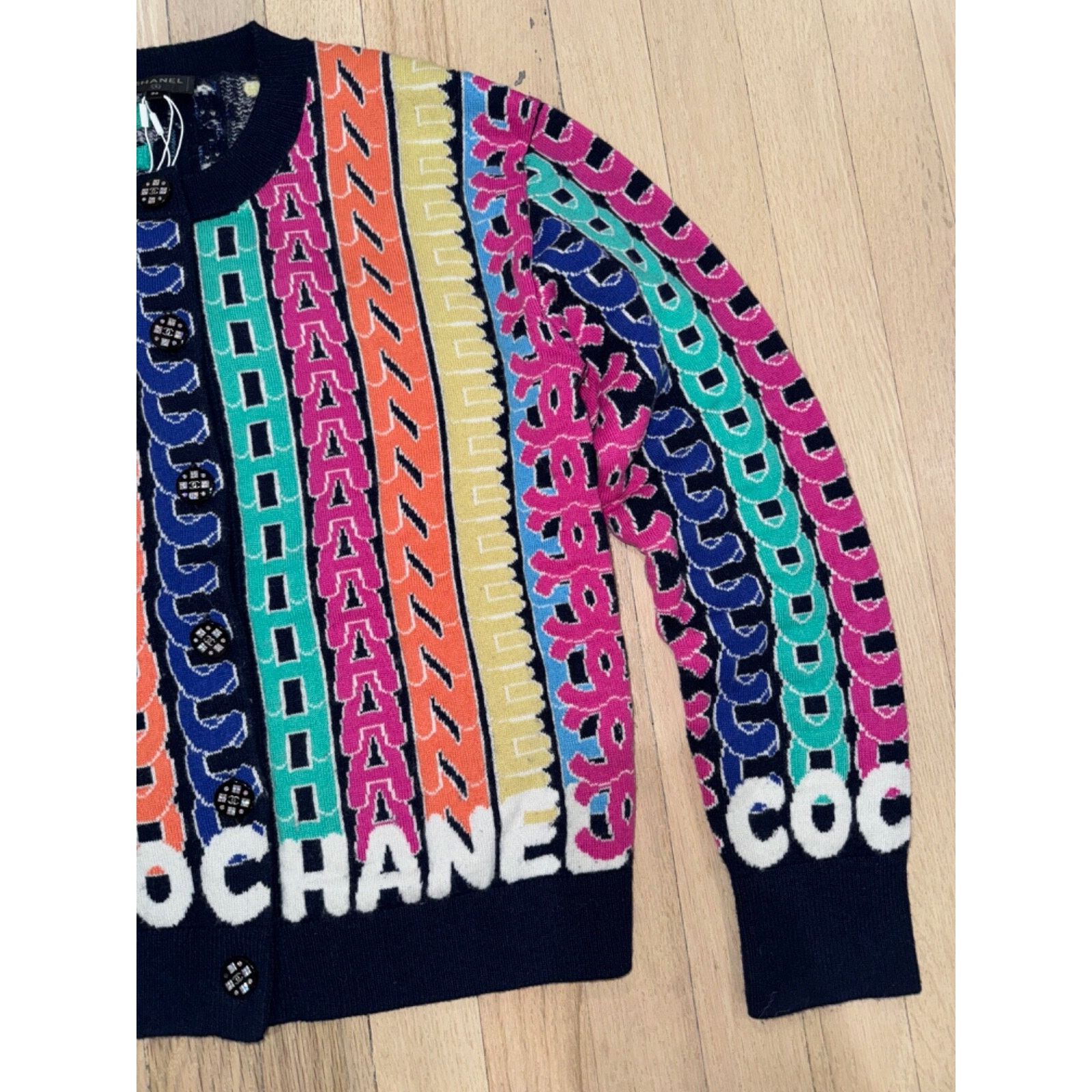 Chanel Chanel 21K Blue Rainbow Letter Logo CC Button Long Sleeve Size XS / US 0-2 / IT 36-38 - 2 Thumbnail