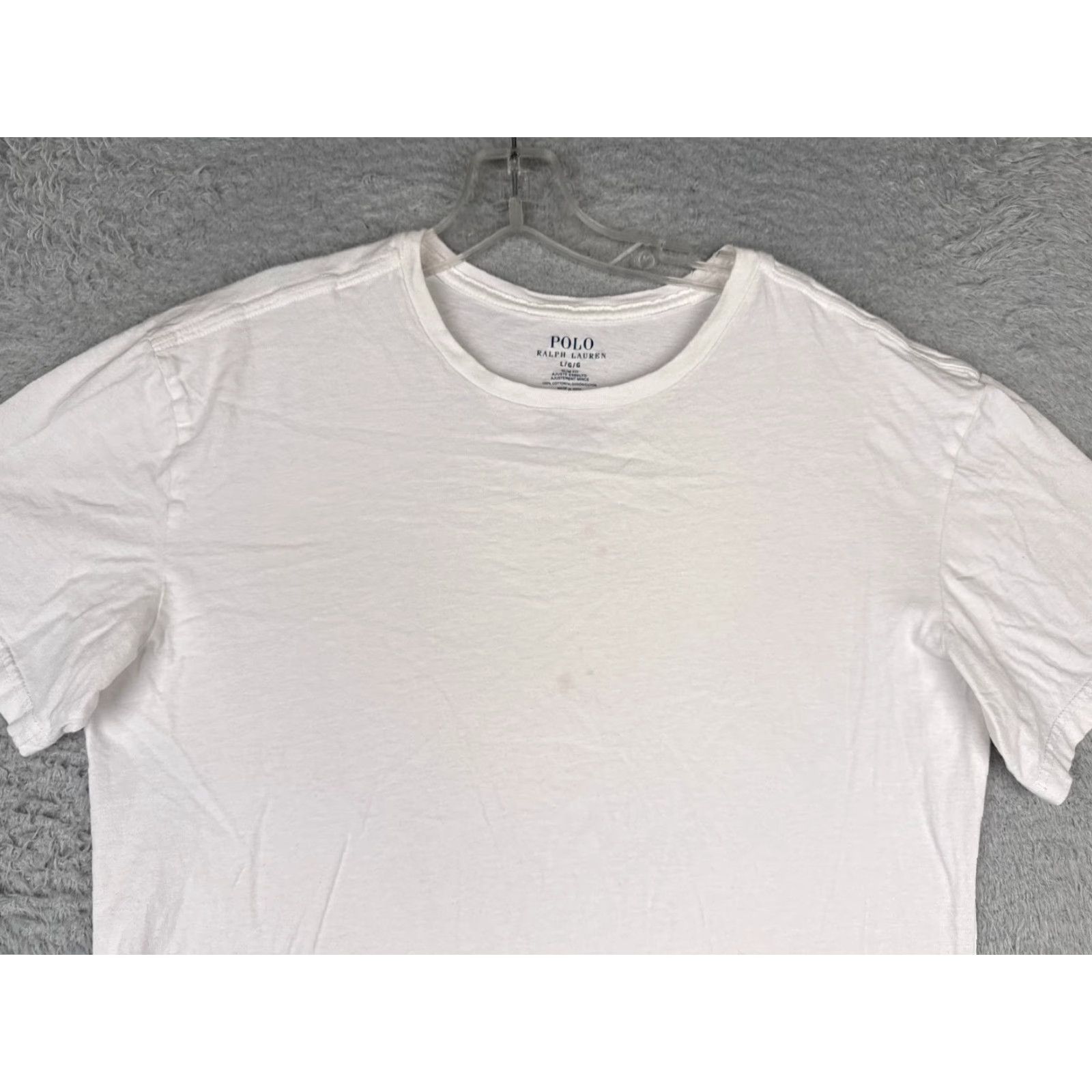 Ralph Lauren Polo Ralph Lauren Shirt Adult Large White Cotton Slim Fit Crew Neck Embroidered Logo Solid Mens Size US L / EU 52-54 / 3 - 4 Thumbnail