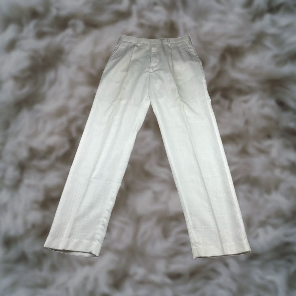 Vintage VTG Colter Men’s Resort Pants White 34x32 Pleated Lightweight Polyester Rayon Beach Pants Mens Regular Size US 34 / EU 50 - 1 Thumbnail