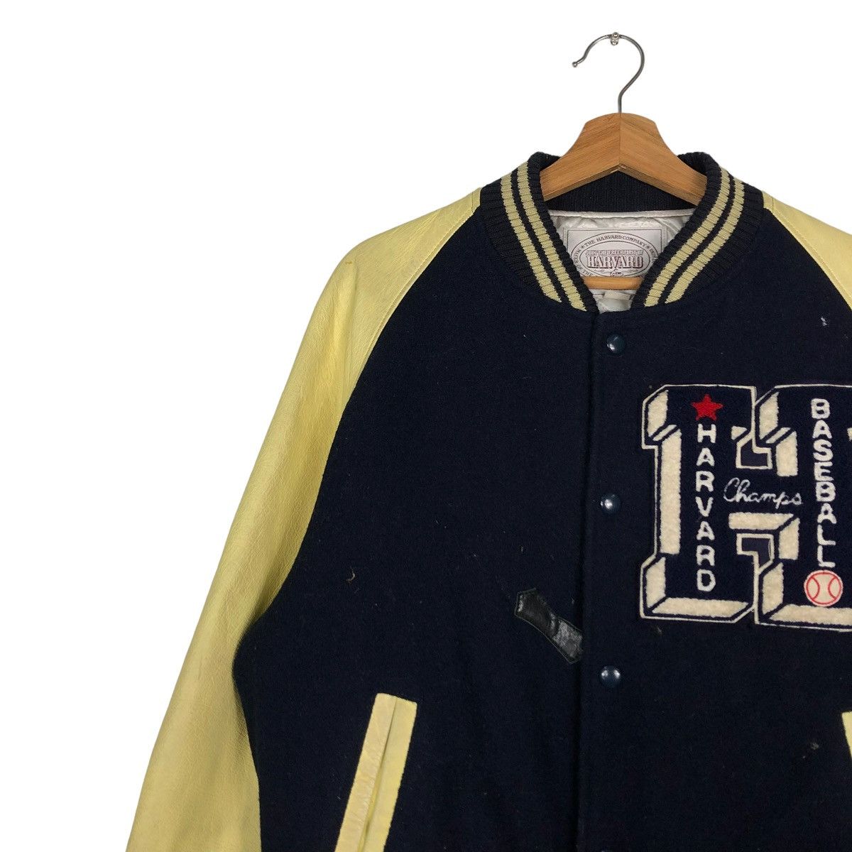 Vintage 🔥VINTAGE VARSITY JACKET LEATHER JUMPER HAVARD BASEBALL Size US L / EU 52-54 / 3 - 6 Thumbnail