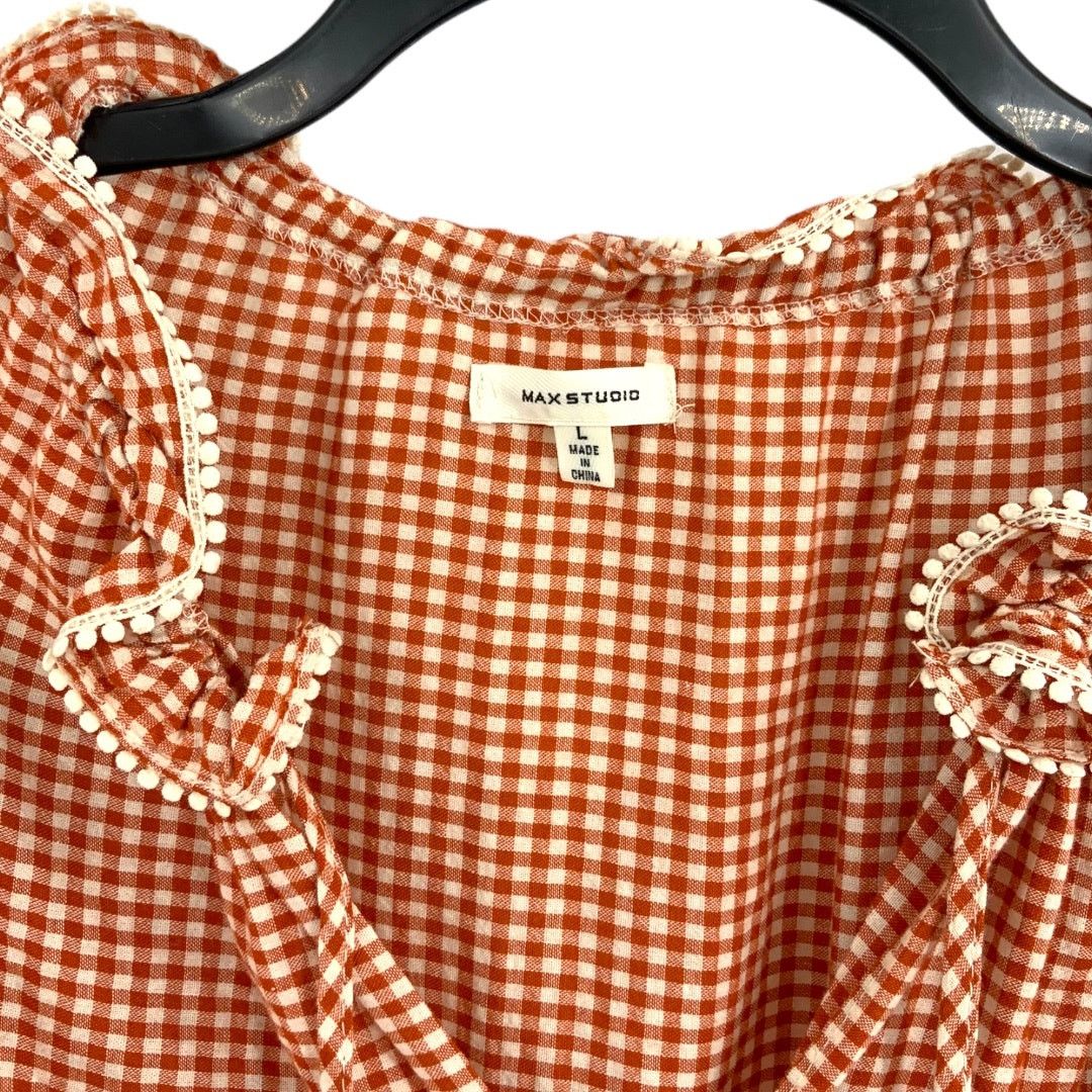 Other Max Studio Gingham Flutter Sleeve Maxi Dress Brick Large Size L / US 10 / IT 46 - 4 Thumbnail
